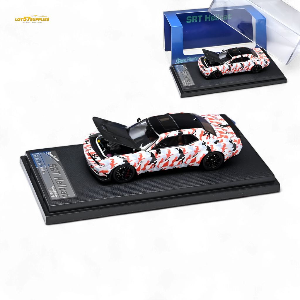 Stance Hunters Dodge Challenger SRT Hellcat Black - Red - White Camo 1:64