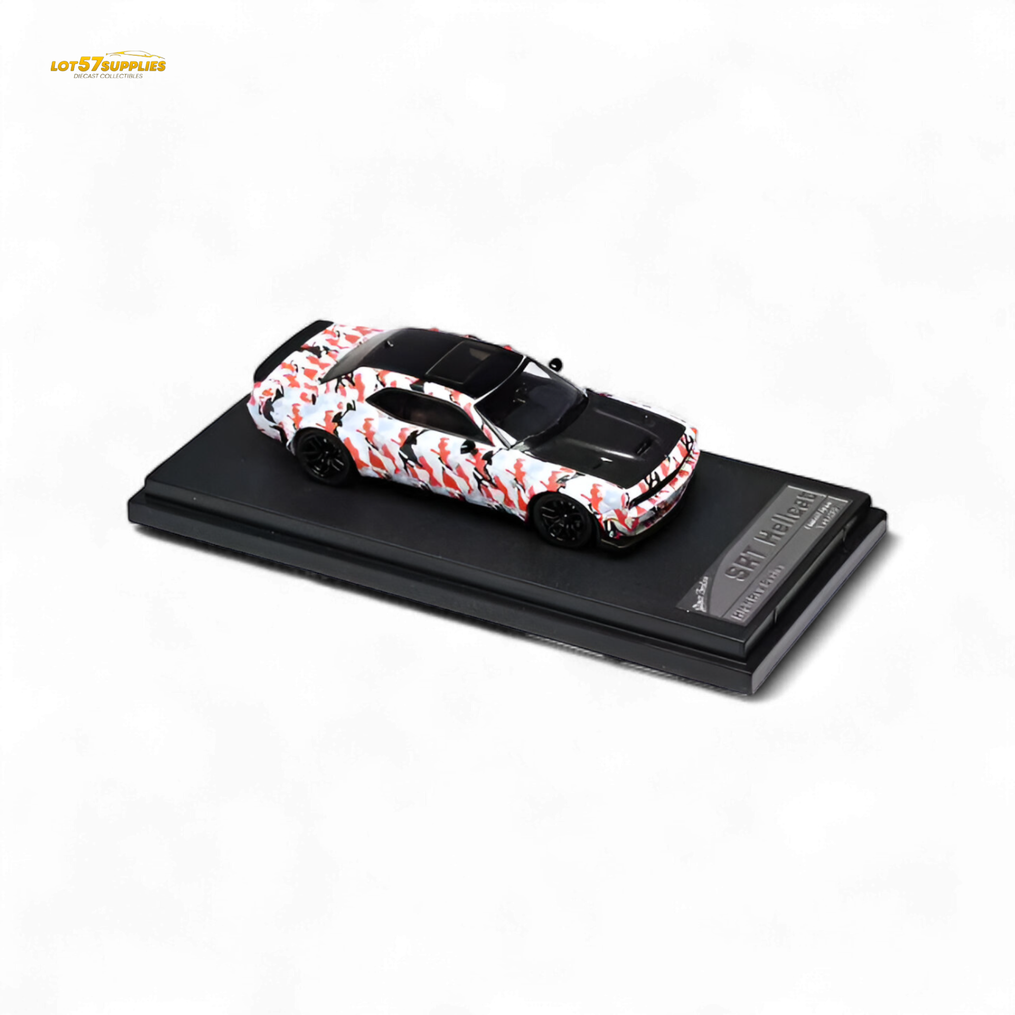 Stance Hunters Dodge Challenger SRT Hellcat Black - Red - White Camo 1:64