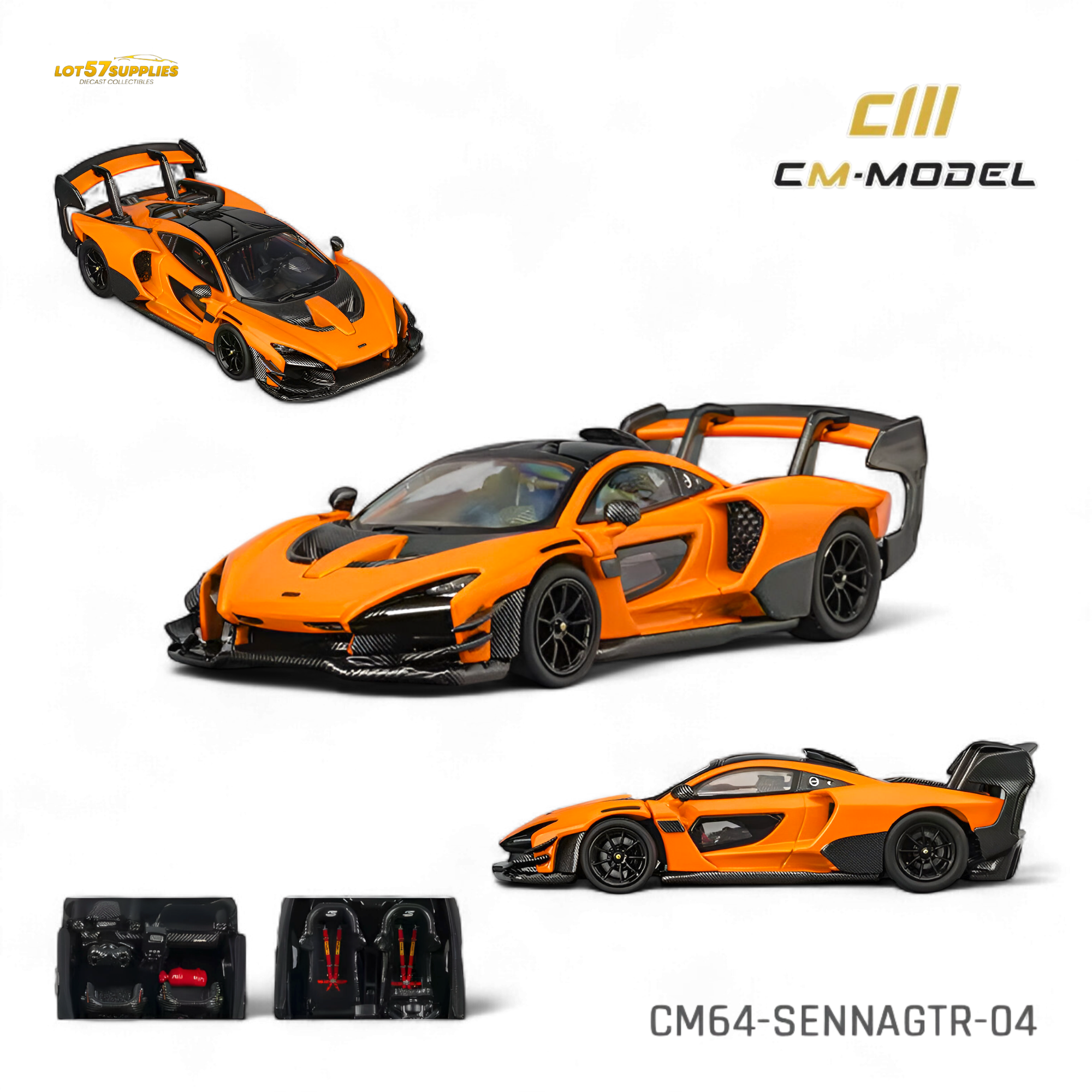 CM Model McLaren Senna GTR Papaya Orange 1:64