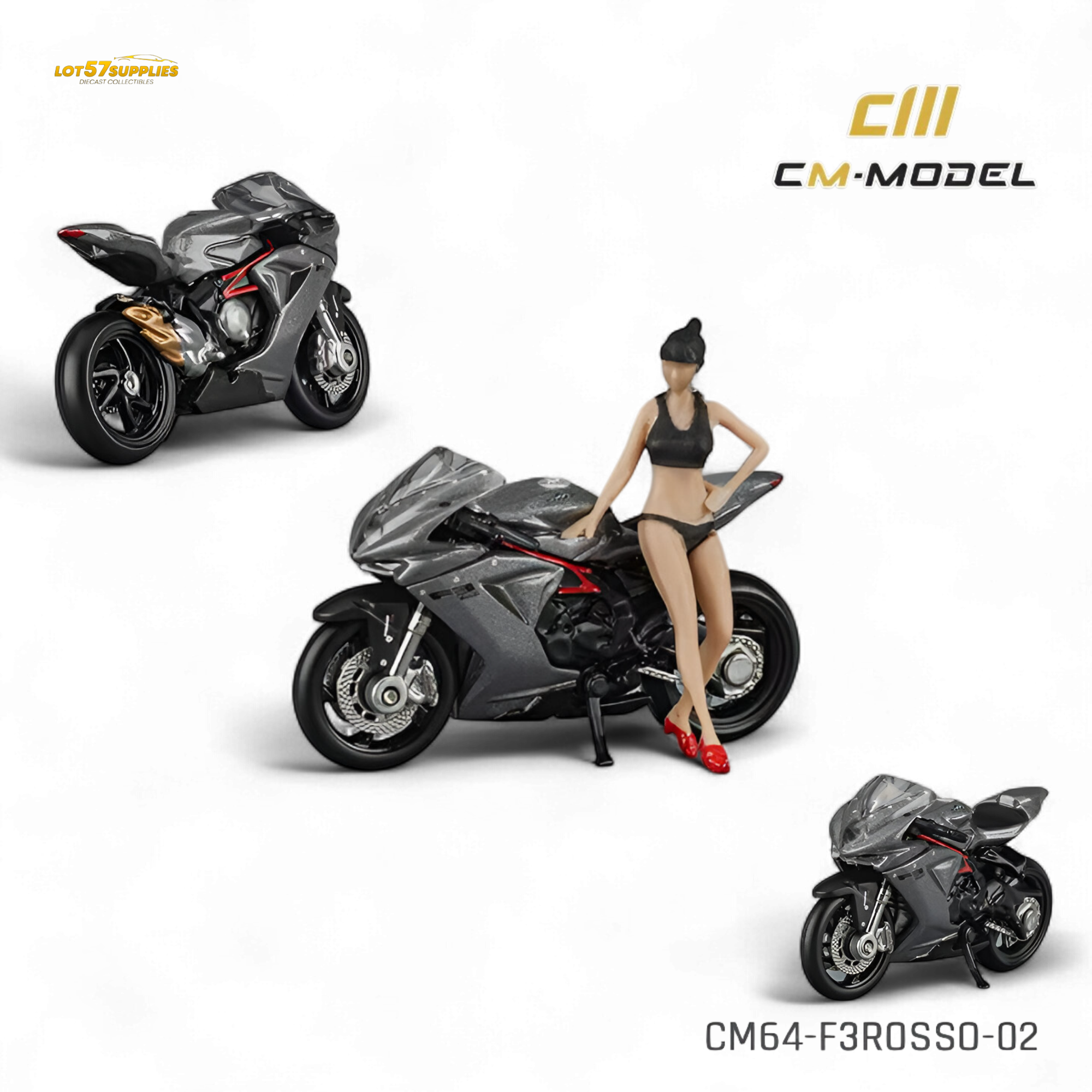 CM Model MV Agusta F3 Rosso - Metallic Gray 1:64