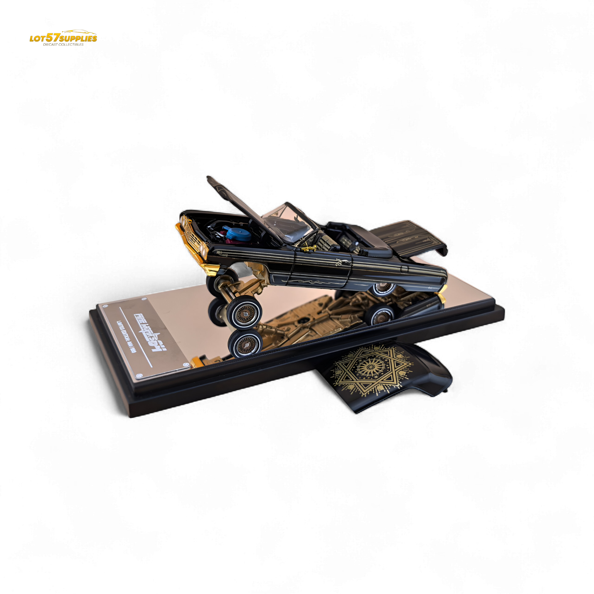 Fine Works64 Chevrolet Impala Lowrider Black Gold Livery 1:64