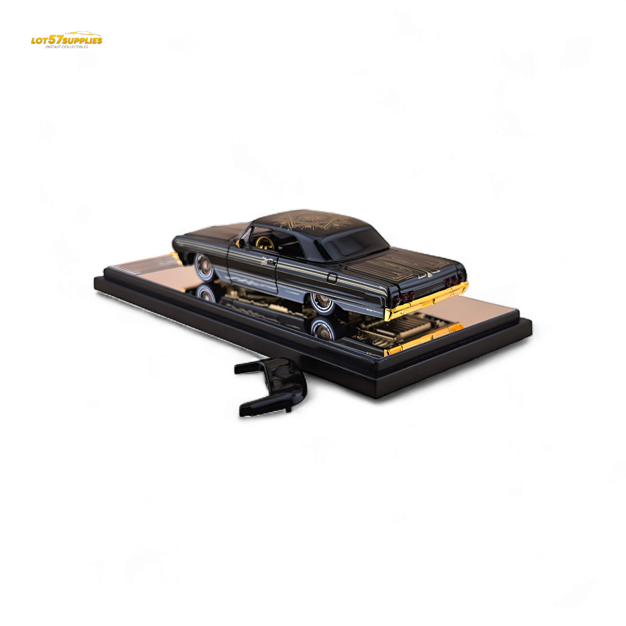 Fine Works64 Chevrolet Impala Lowrider Black Gold Livery 1:64