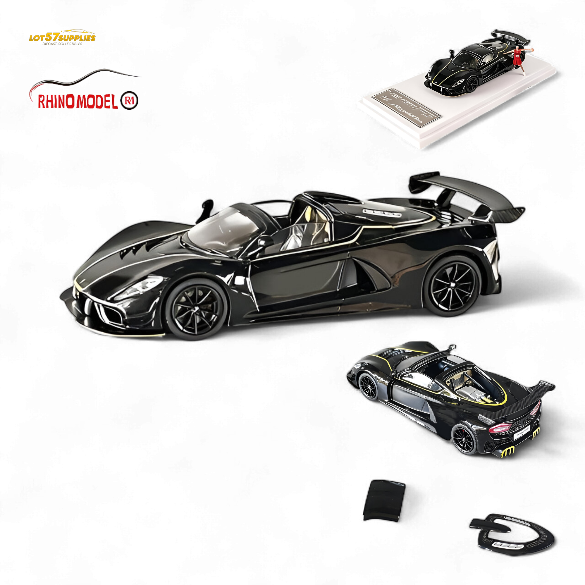 Rhino Model Hennessey Venom F5 Black 1:64