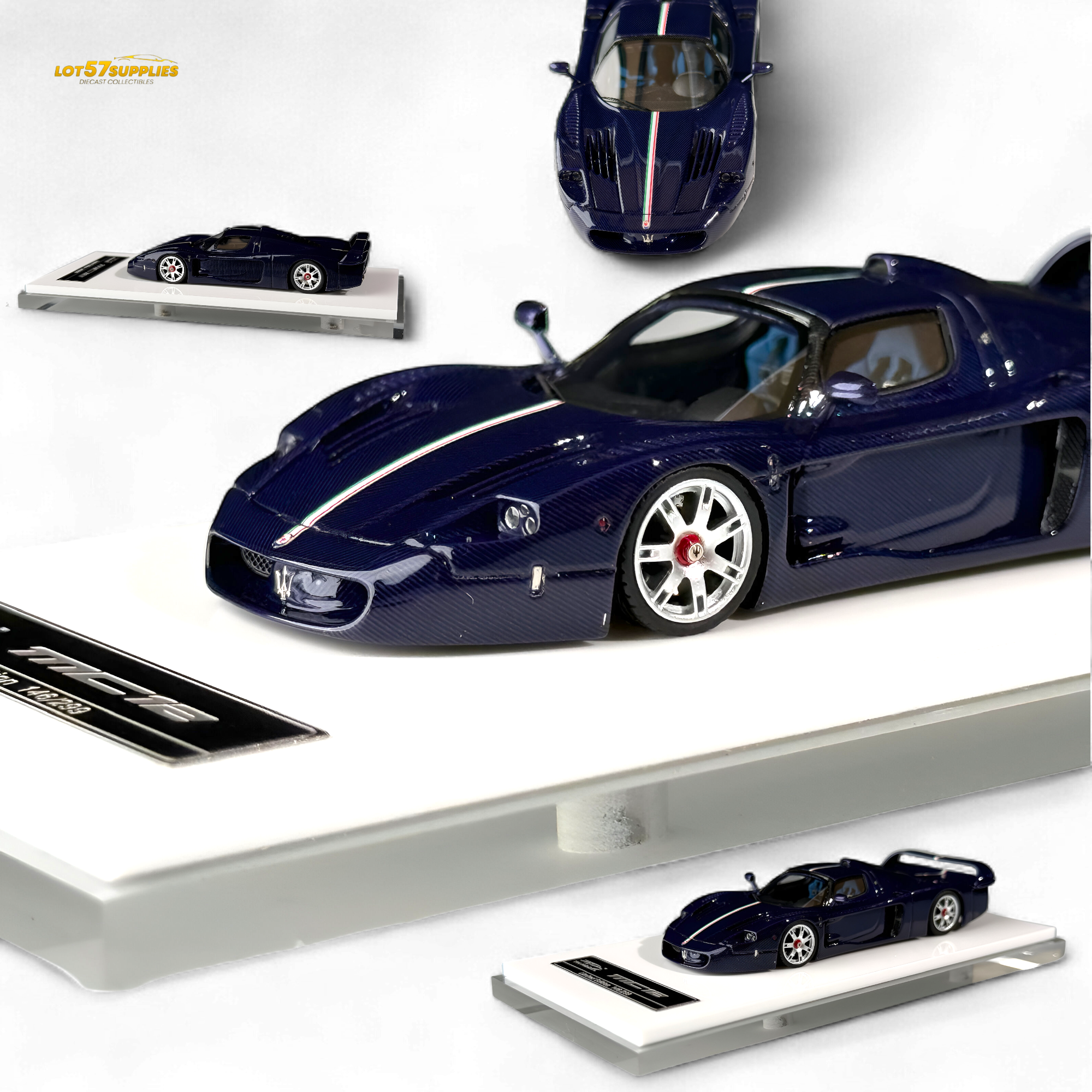 YM Model Maserati MC12 Stradale Corsa Blue Carbon 1:64