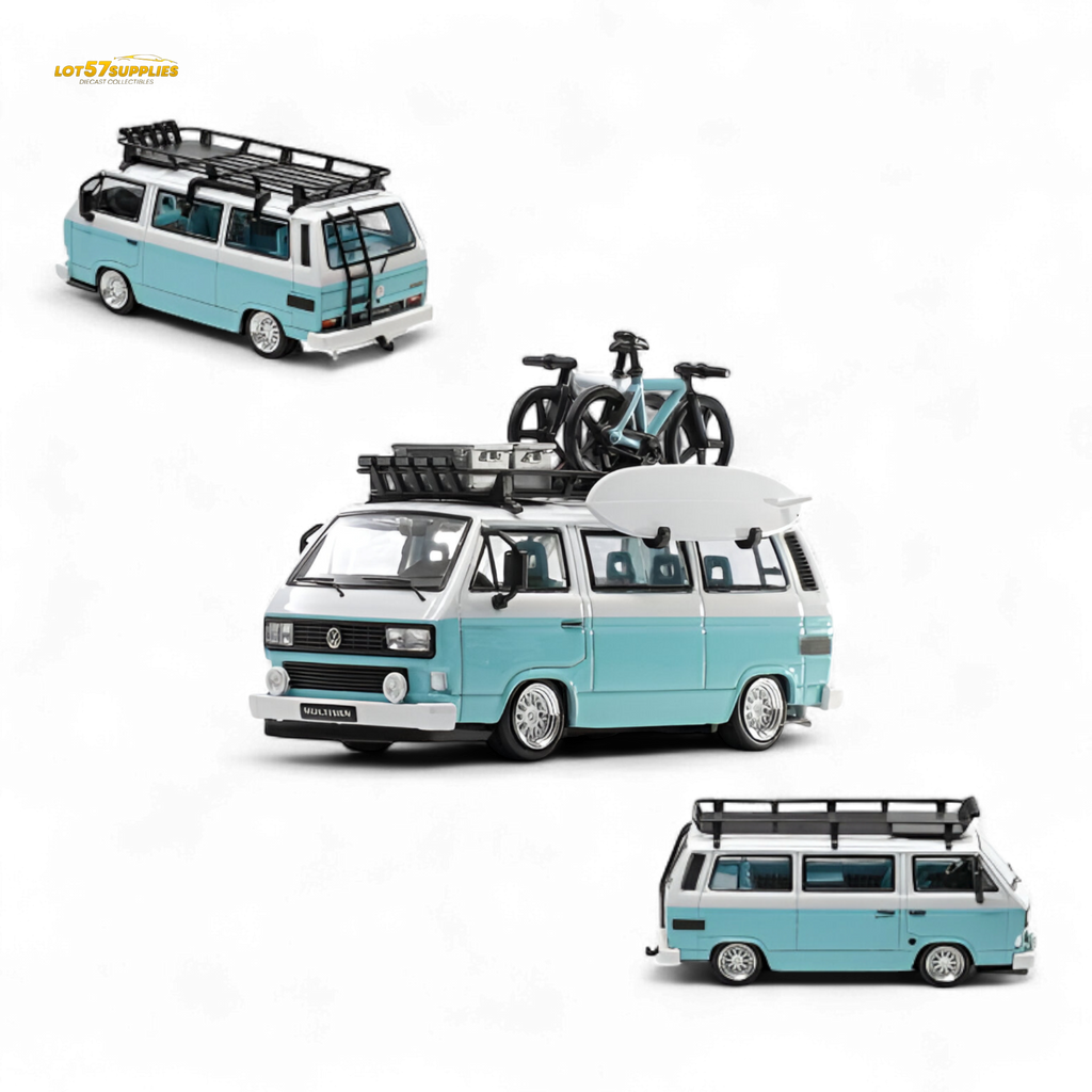 Mortal VW T3 Lowrider Van Tiff Blue + White 1:64