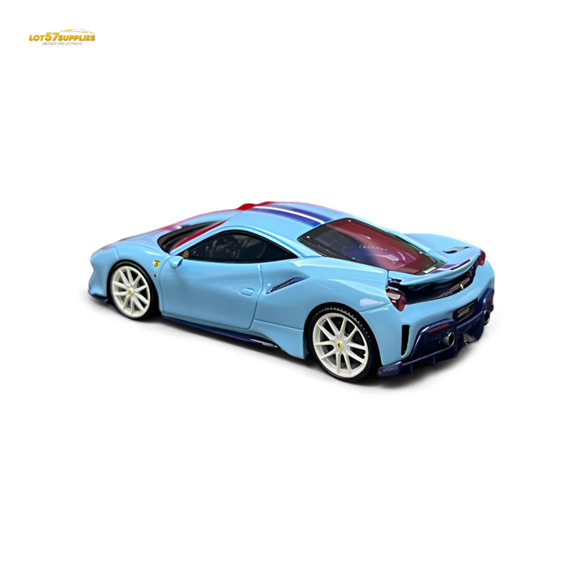 Rotating Wheel Ferrari 488 Pista Prata Blue 1:64