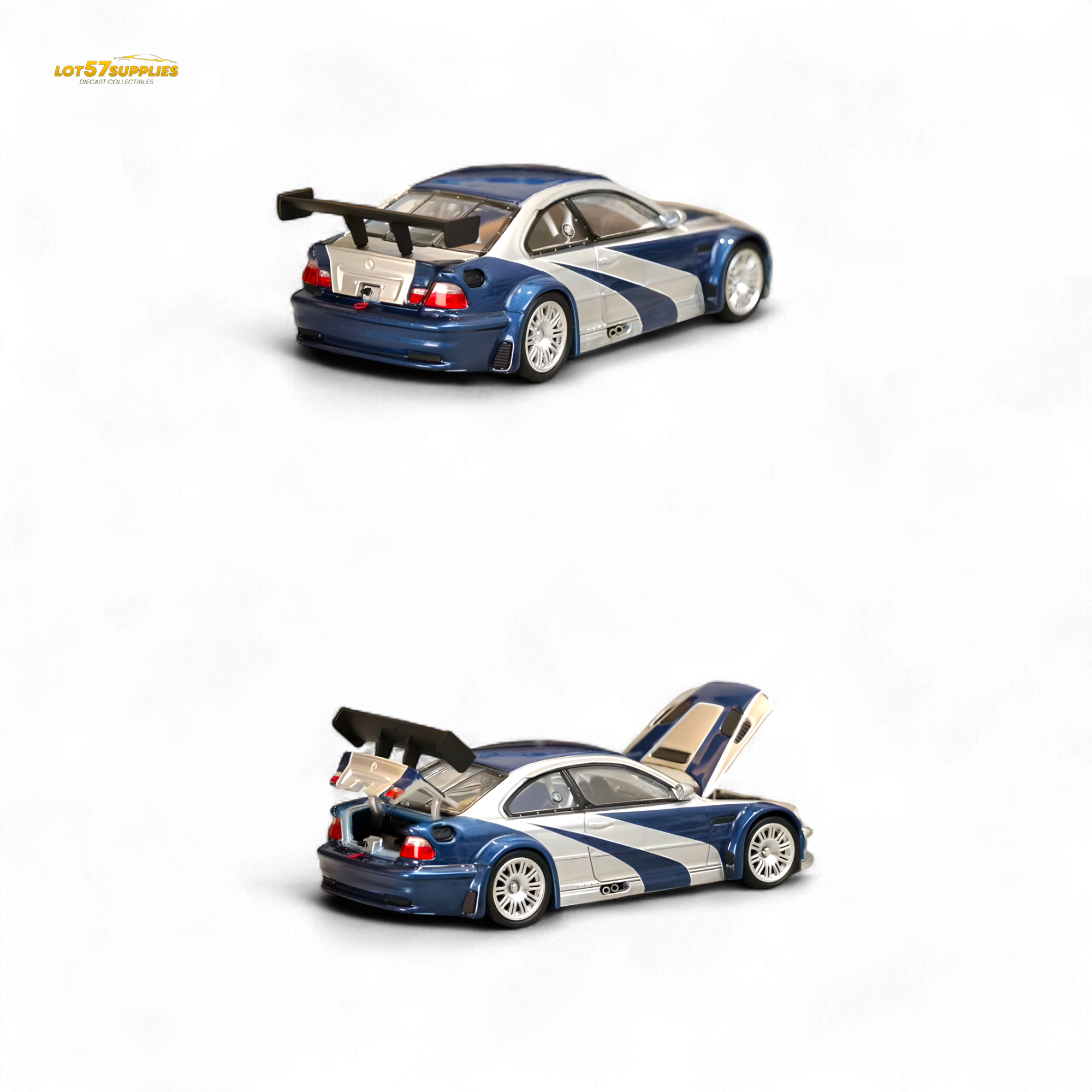(Pre-Order) Ghost Player BMW E46 M3 GTR Silver Blue 1:64