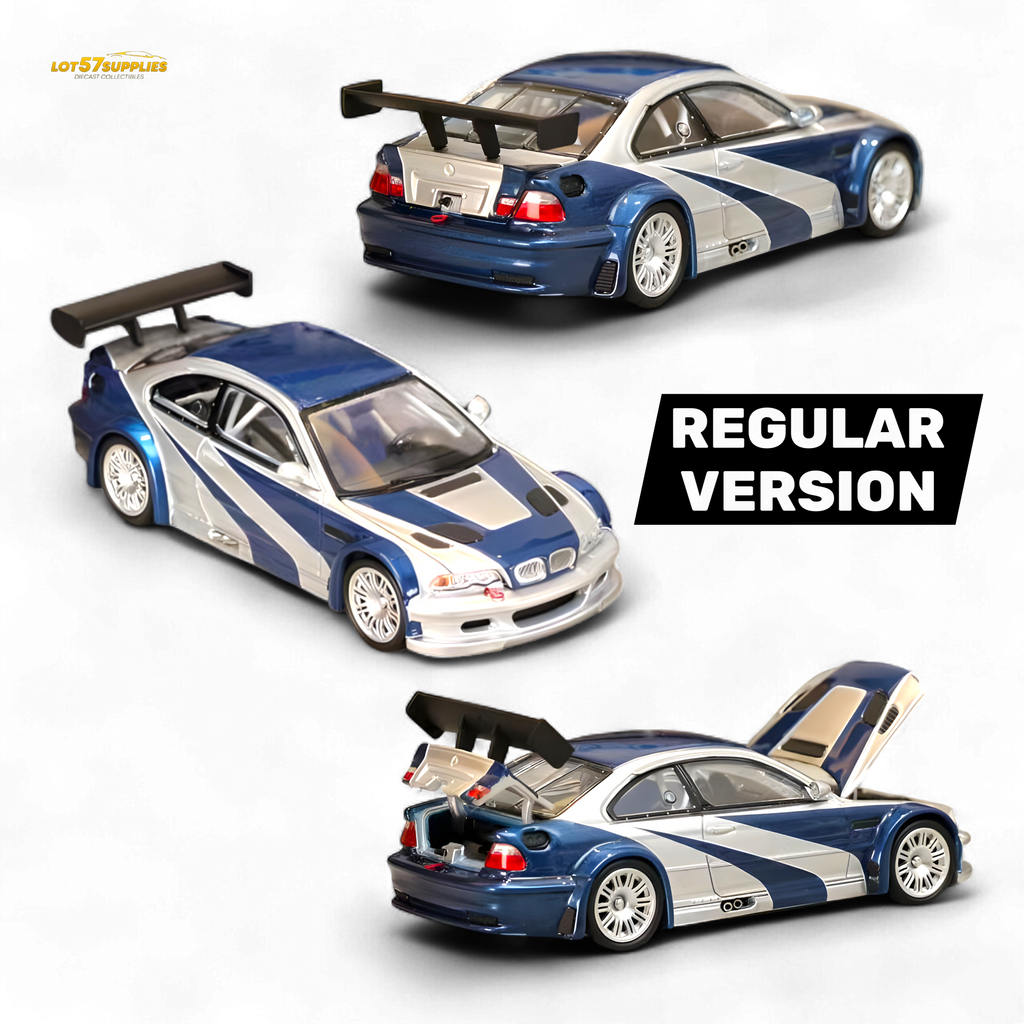 (Pre-Order) Ghost Player BMW E46 M3 GTR Silver Blue 1:64