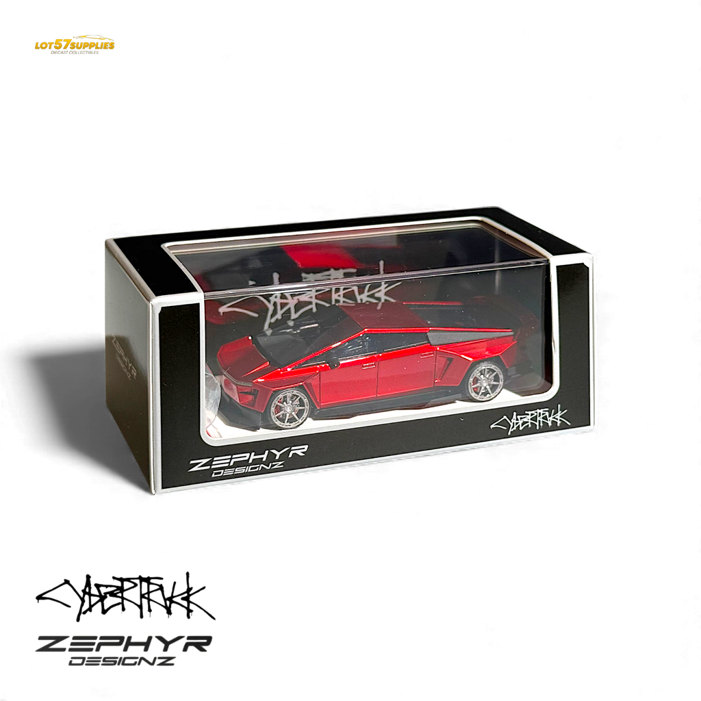 404ERROR Tesla Cybertruck Custom Widebody Lowered - Metallic Red 1:64