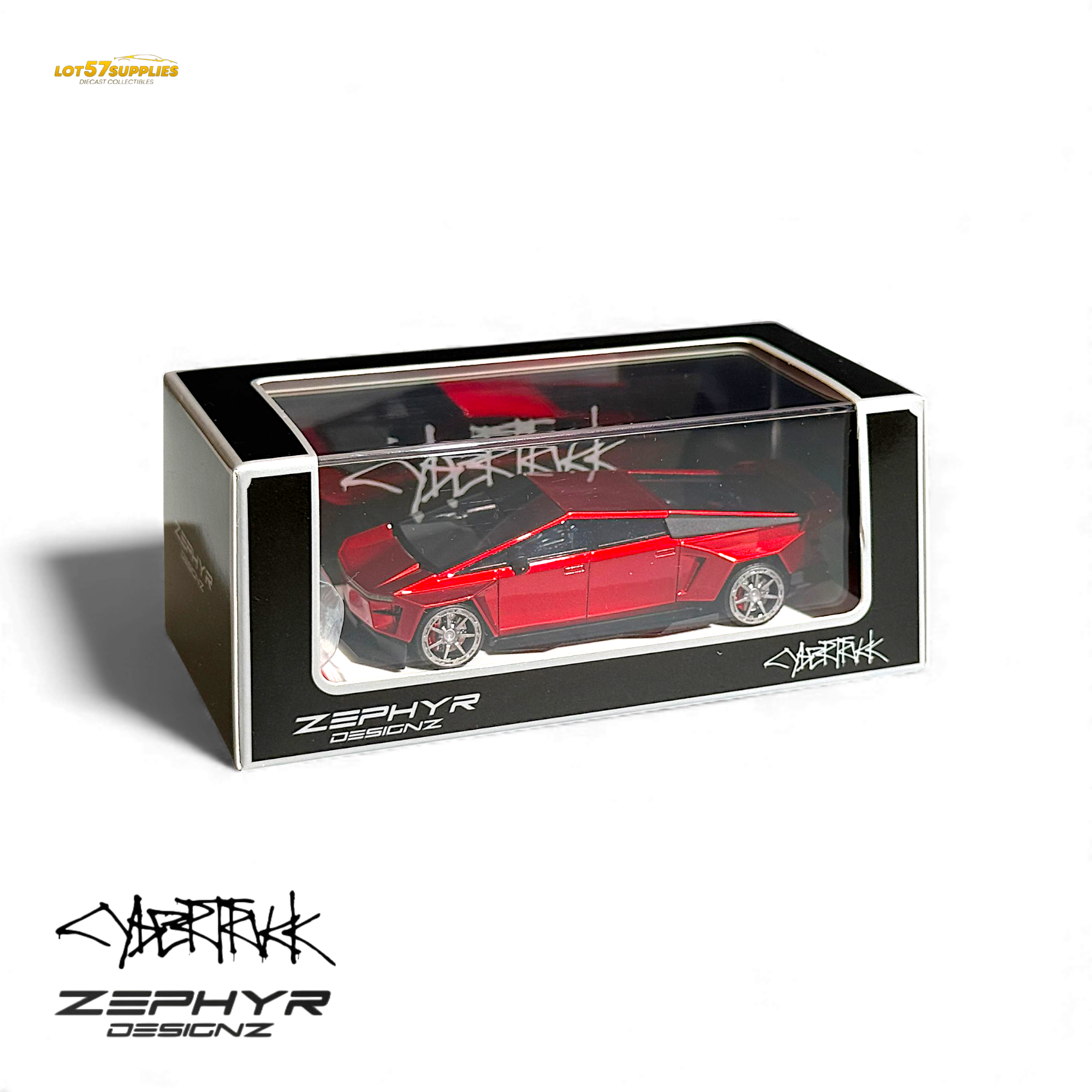 404ERROR Tesla Cybertruck Custom Widebody Lowered - Metallic Red 1:64