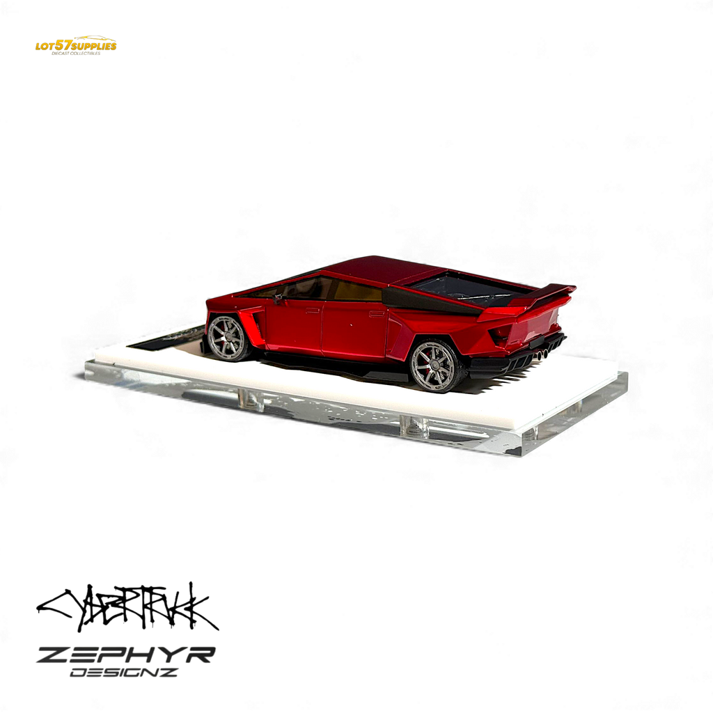 404ERROR Tesla Cybertruck Custom Widebody Lowered - Metallic Red 1:64