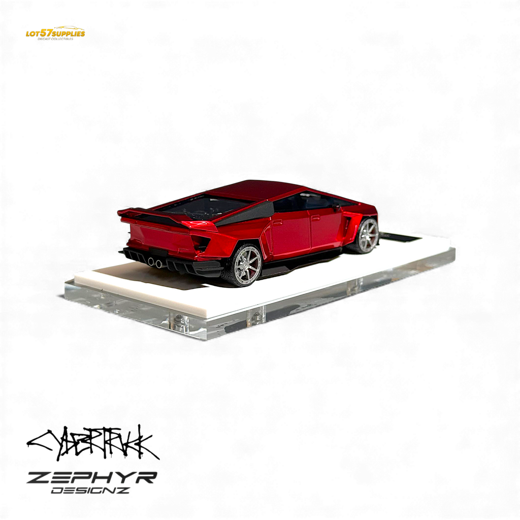 404ERROR Tesla Cybertruck Custom Widebody Lowered - Metallic Red 1:64