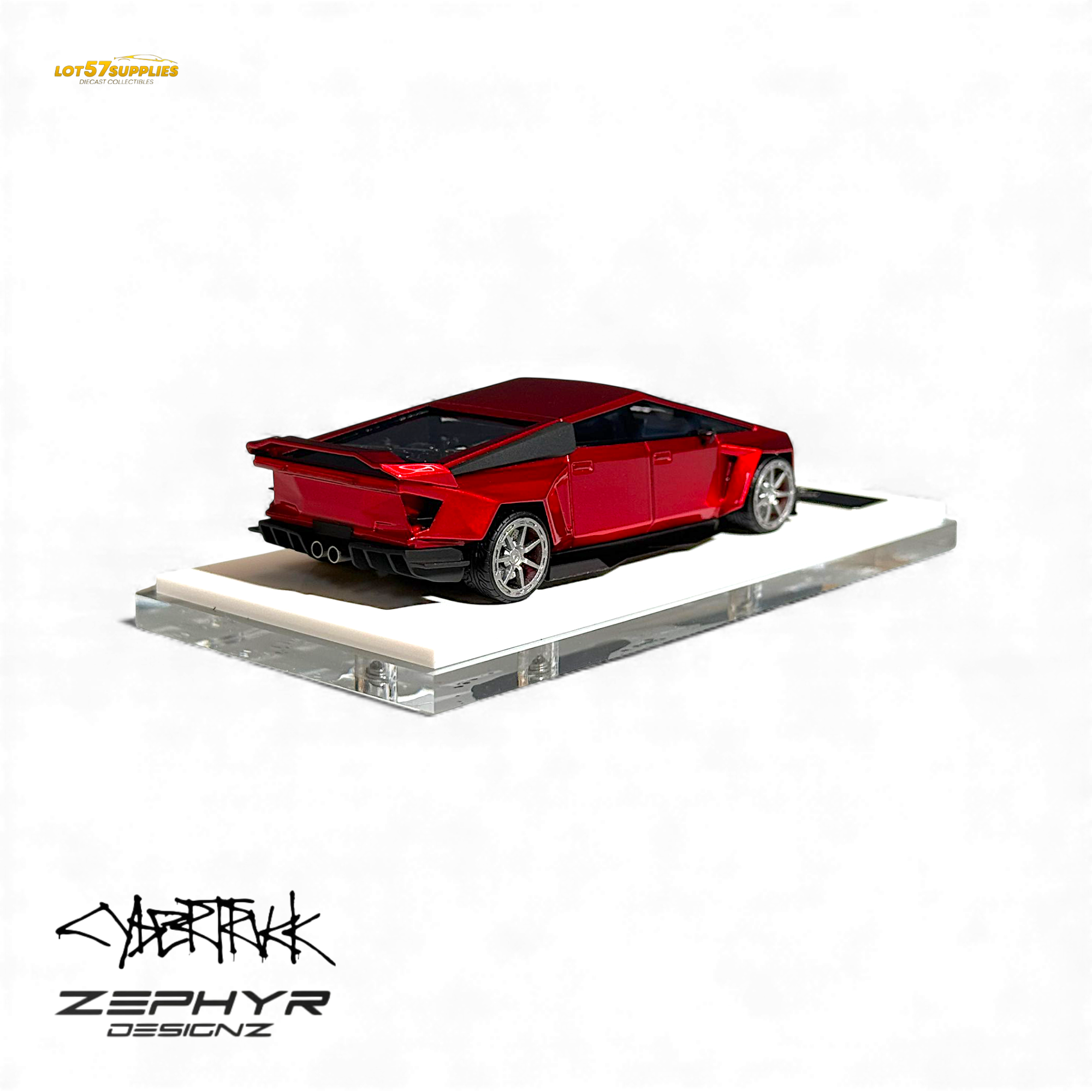 404ERROR Tesla Cybertruck Custom Widebody Lowered - Metallic Red 1:64