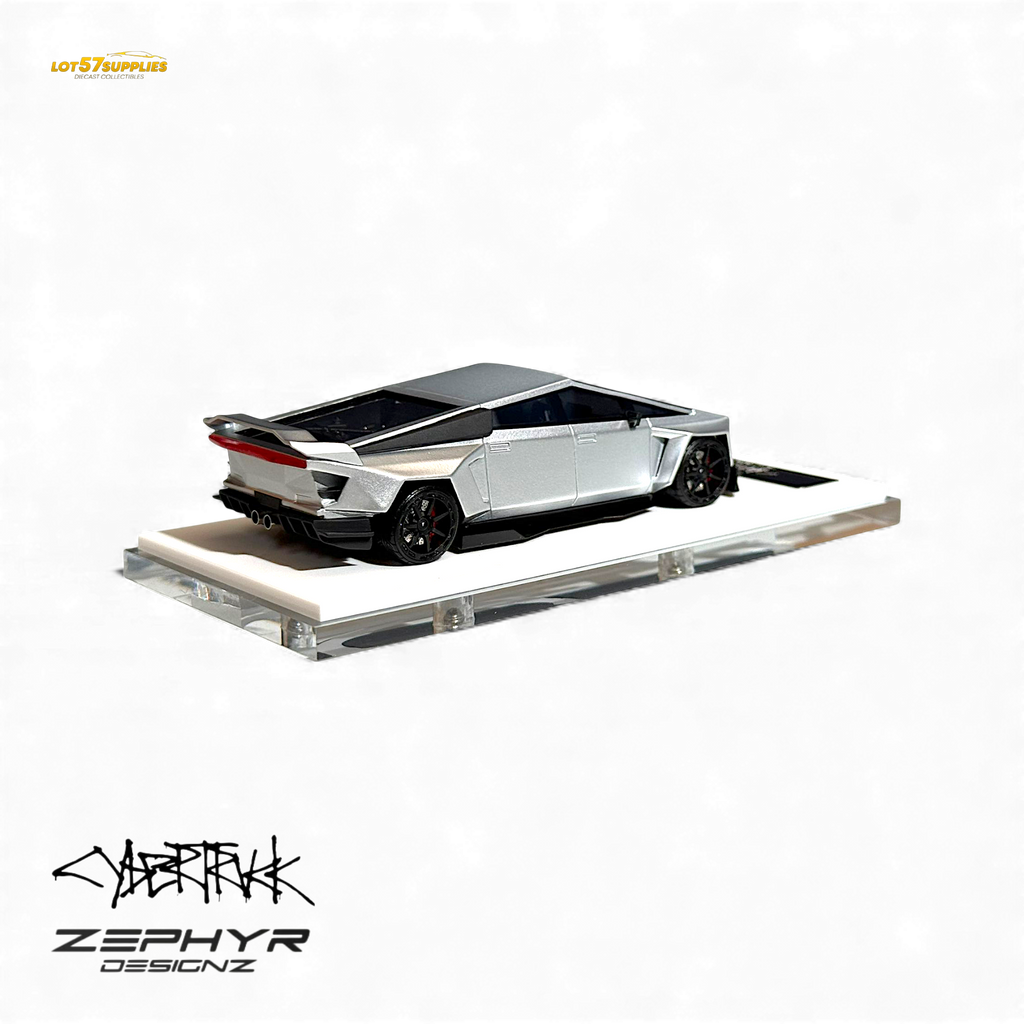 404ERROR Tesla Cybertruck Custom Widebody Lowered - Silver 1:64