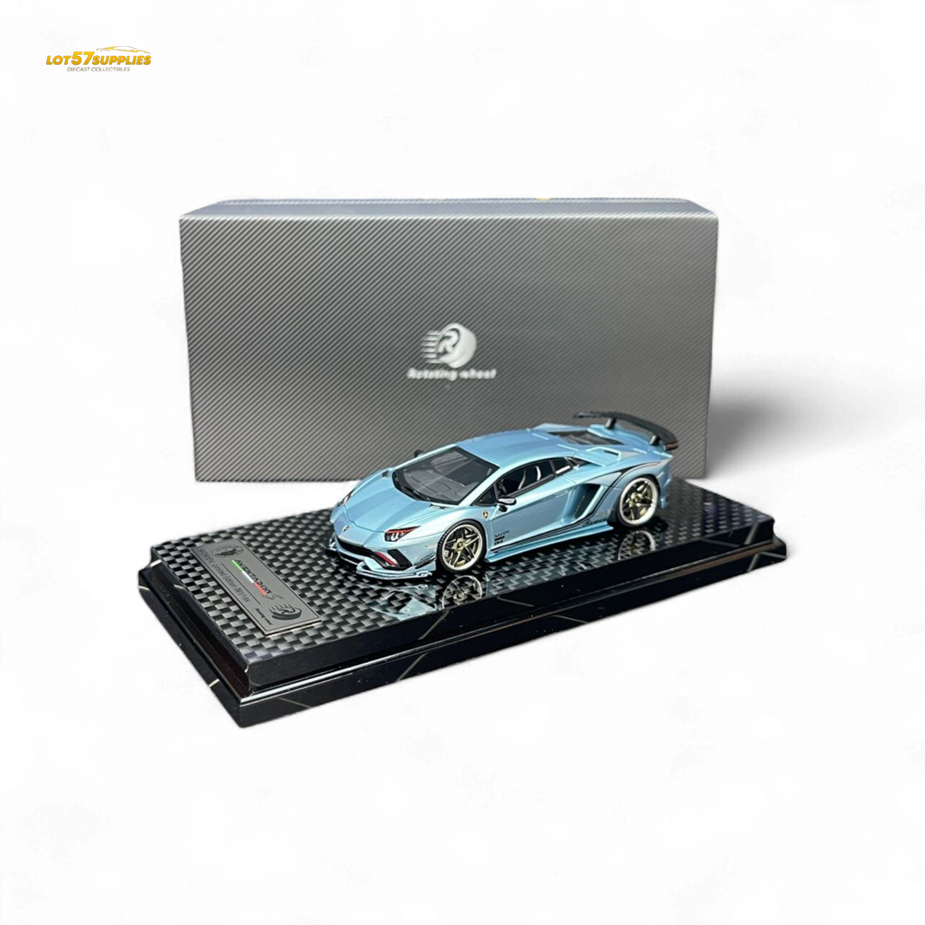 Rotating Wheel Lamborghini Aventador S - Ice Blue 1:64
