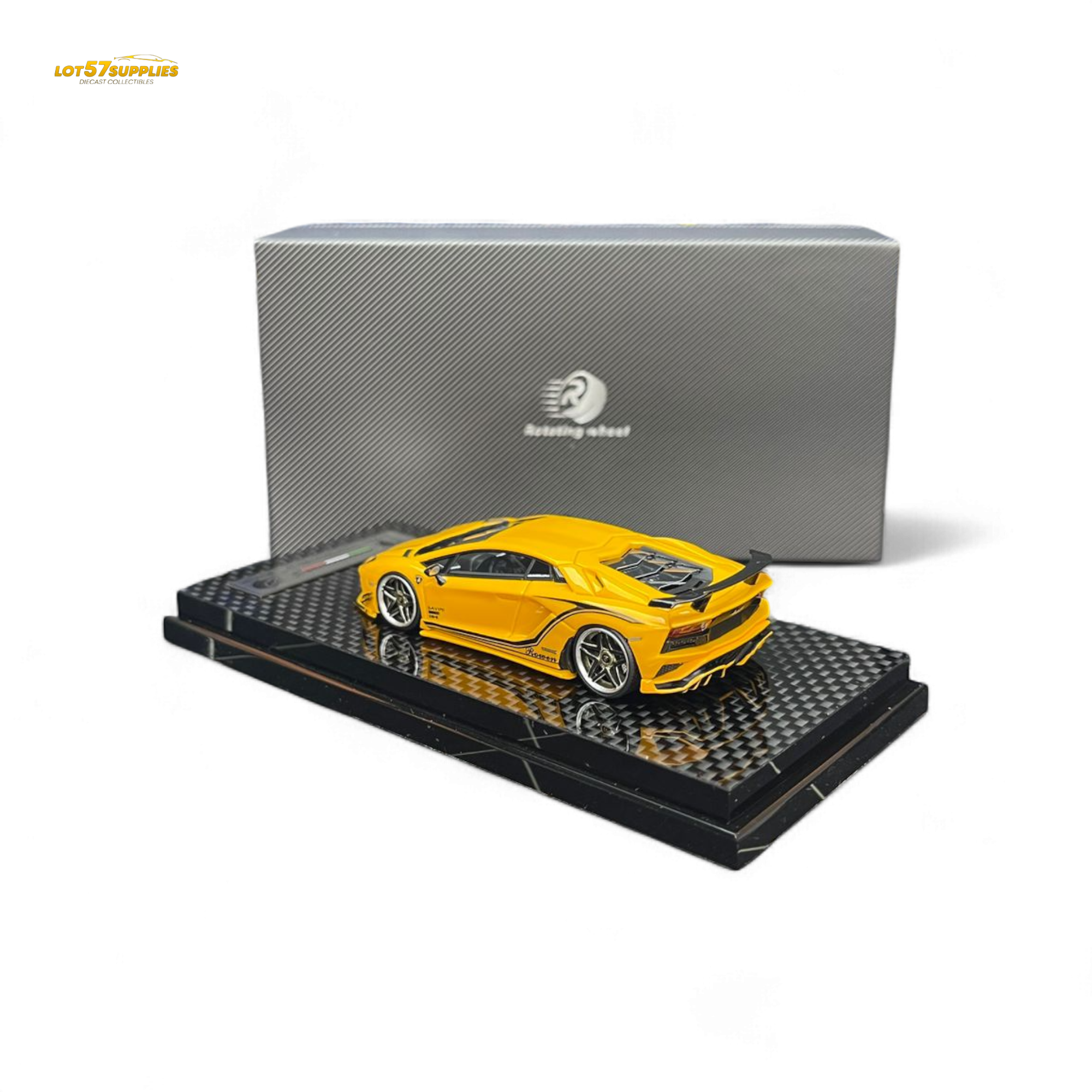 Rotating Wheel Lamborghini Aventador S Pearl Yellow 1:64