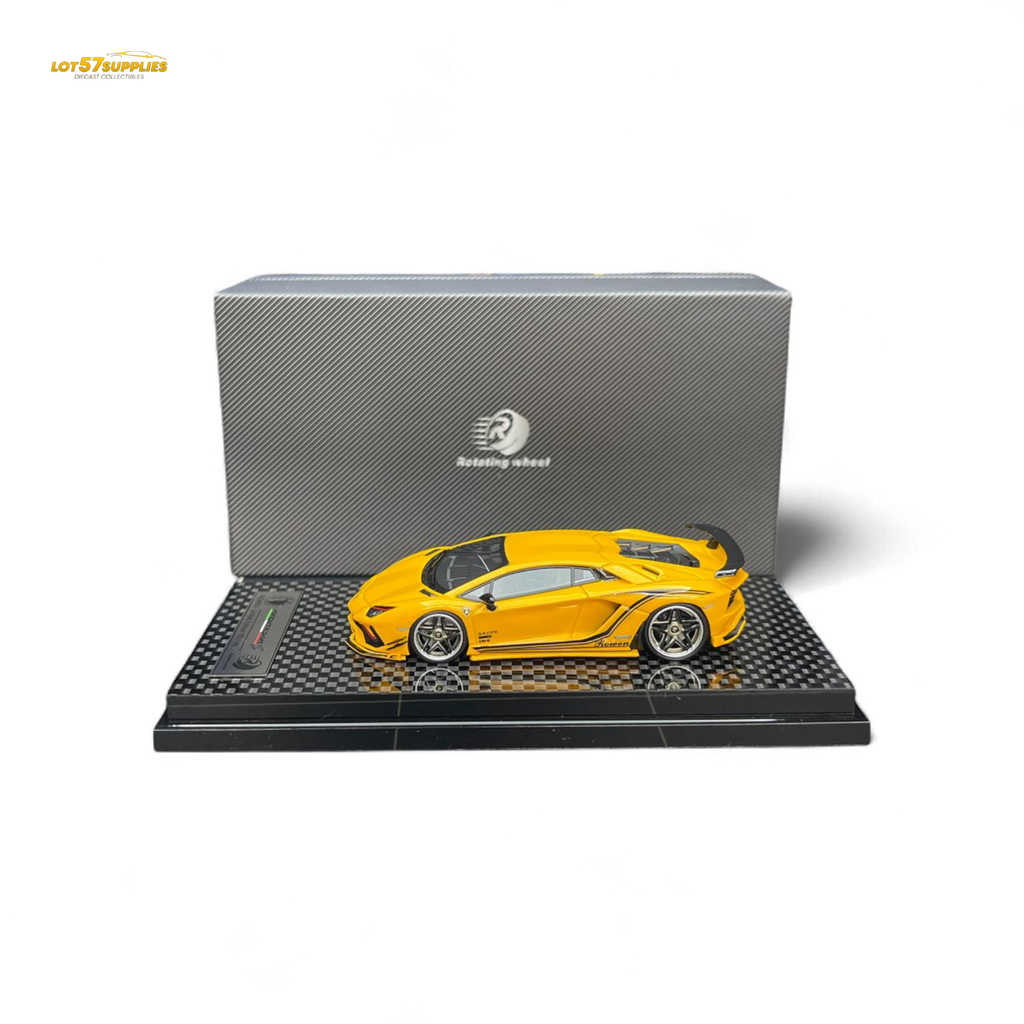 Rotating Wheel Lamborghini Aventador S Pearl Yellow 1:64