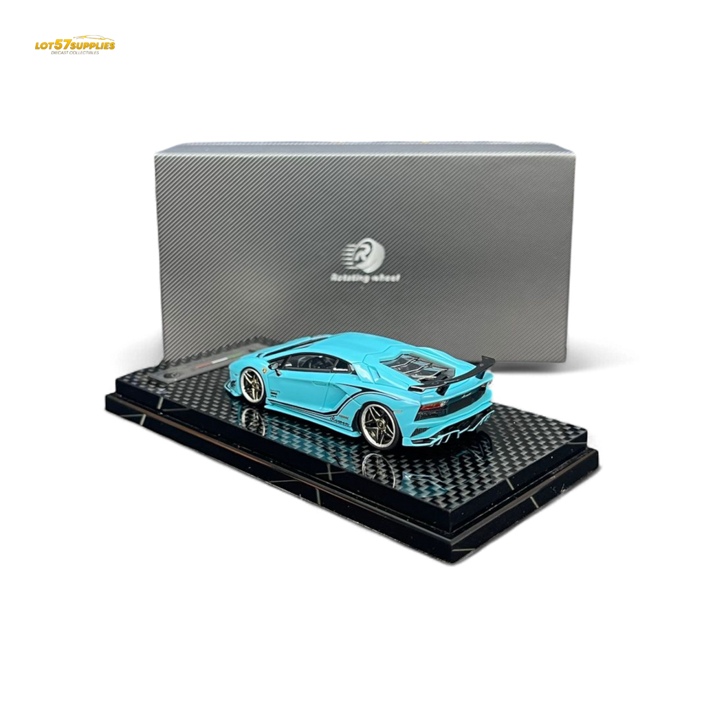 Rotating Wheel Lamborghini Aventador S Pearl Blue 1:64