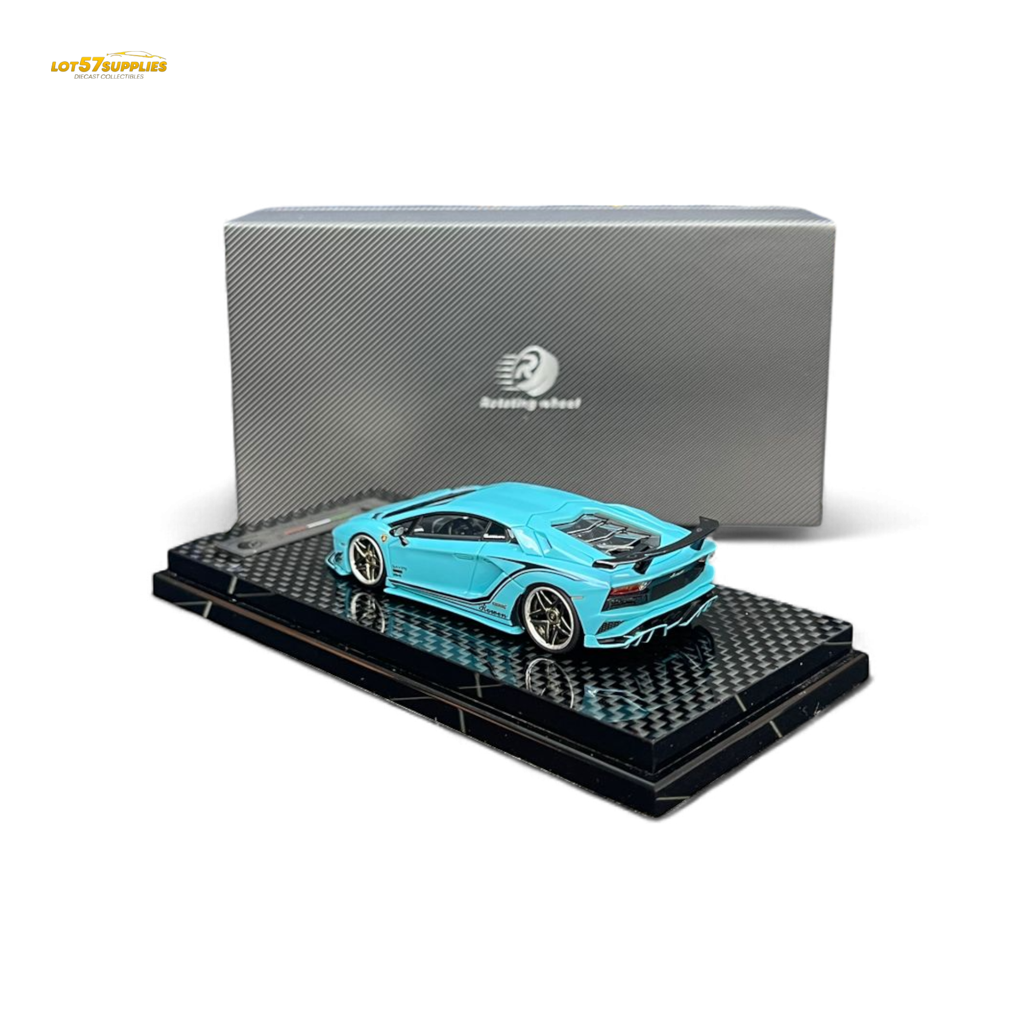 Rotating Wheel Lamborghini Aventador S Pearl Blue 1:64