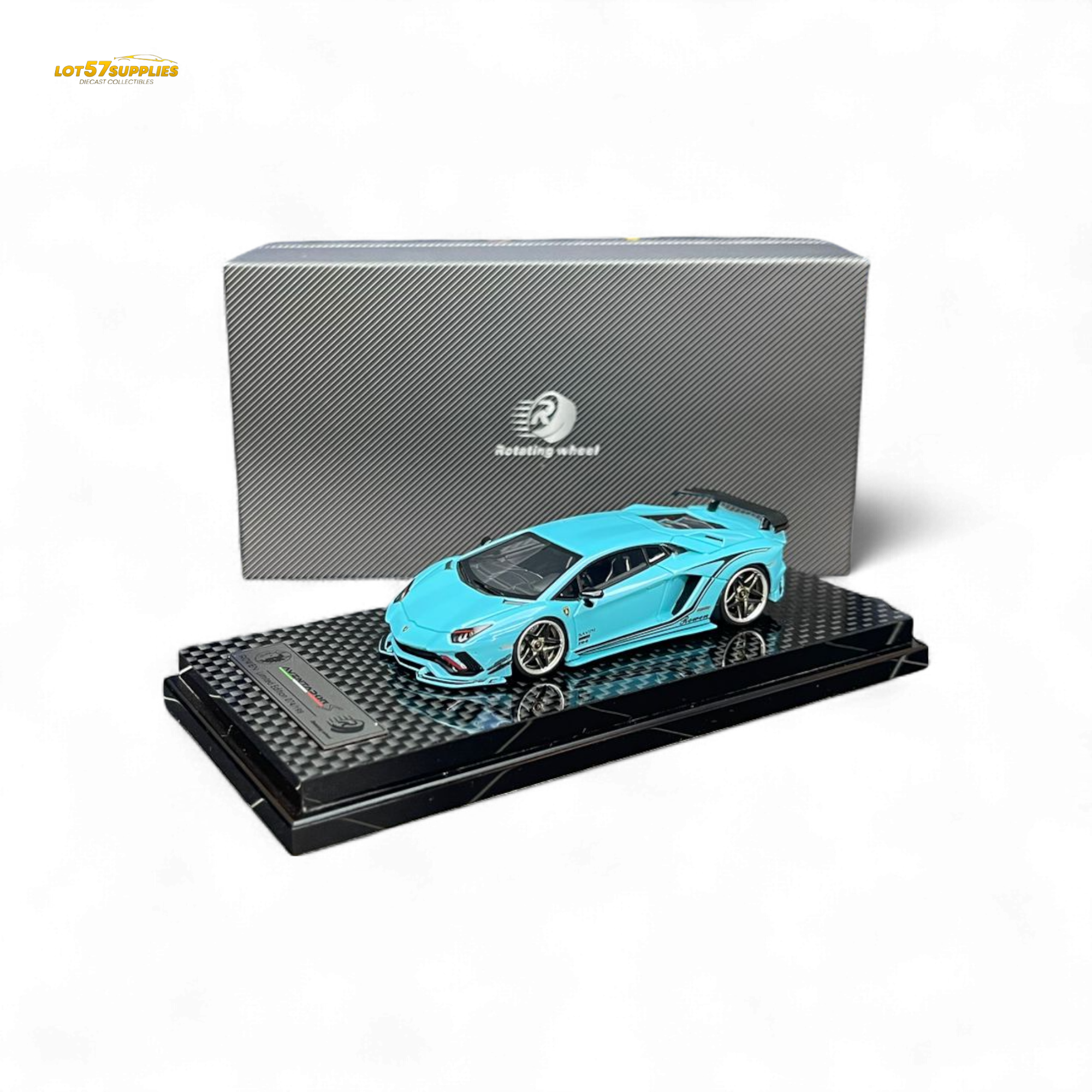 Rotating Wheel Lamborghini Aventador S Pearl Blue 1:64