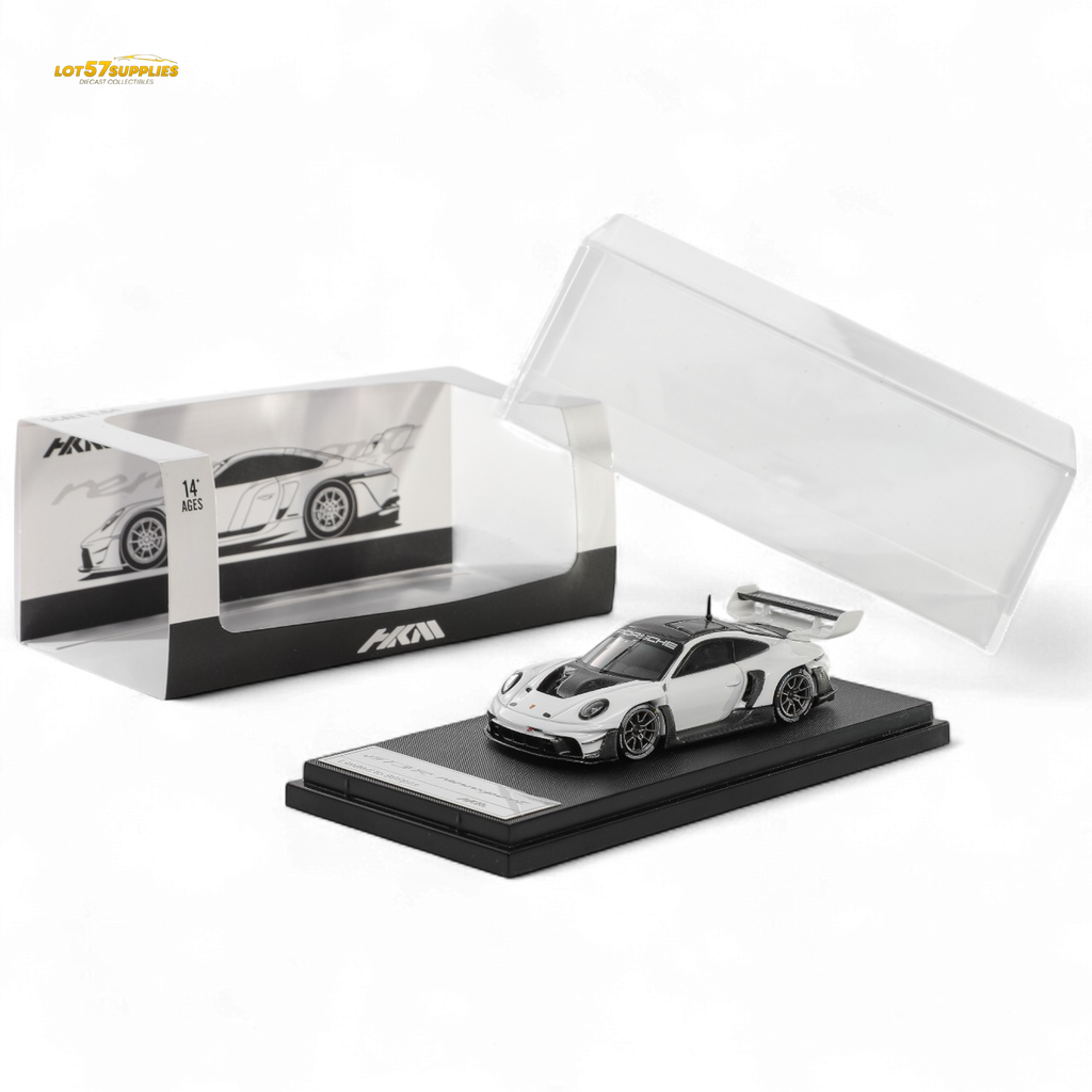 HKM Porsche 911 GT3 R Rennsport White Carbon Hood 1:64