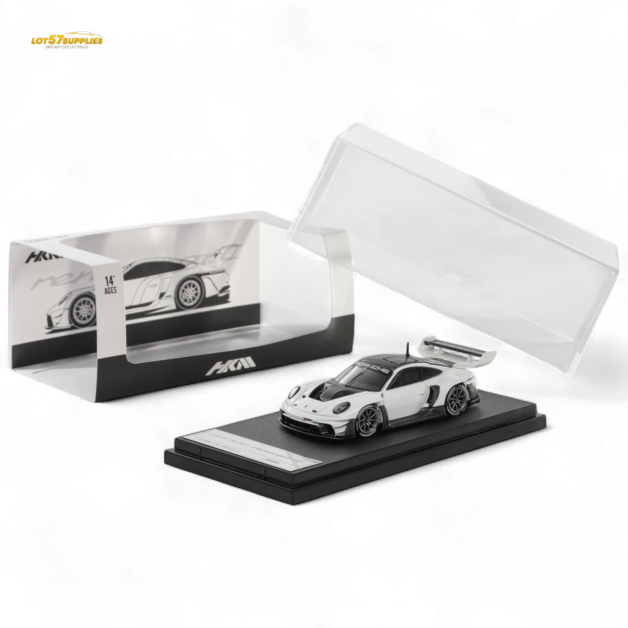 HKM Porsche 911 GT3 R Rennsport White Carbon Hood 1:64