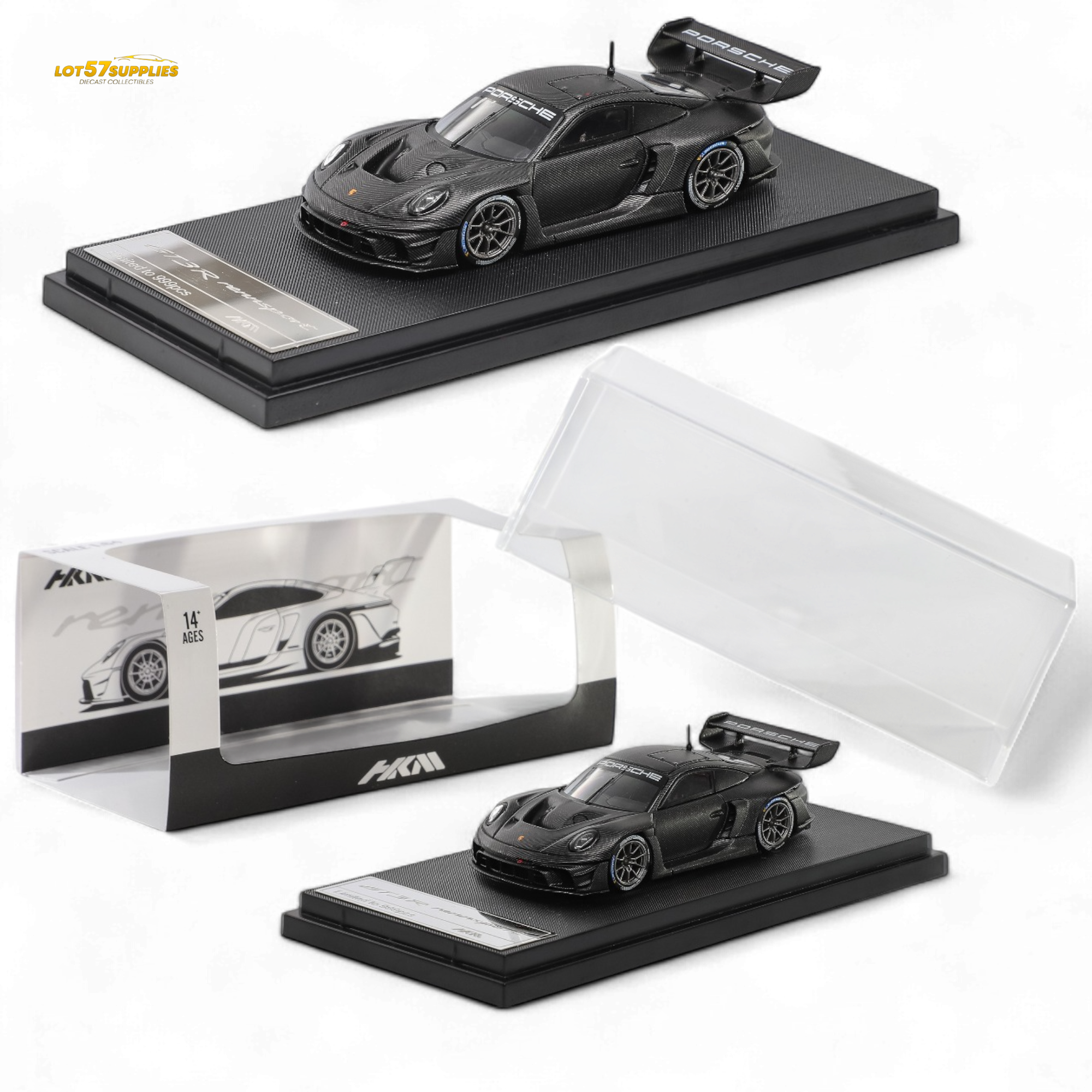 HKM Porsche 911 GT3 R Rennsport Full Carbon Black 1:64