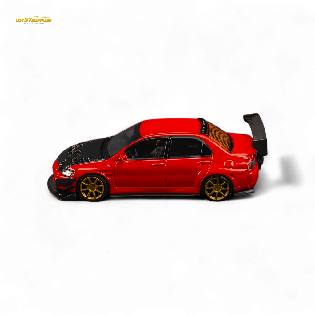 FindClassically Mitsubishi Lancer 9th Gen Red Carbon Hood 1:64