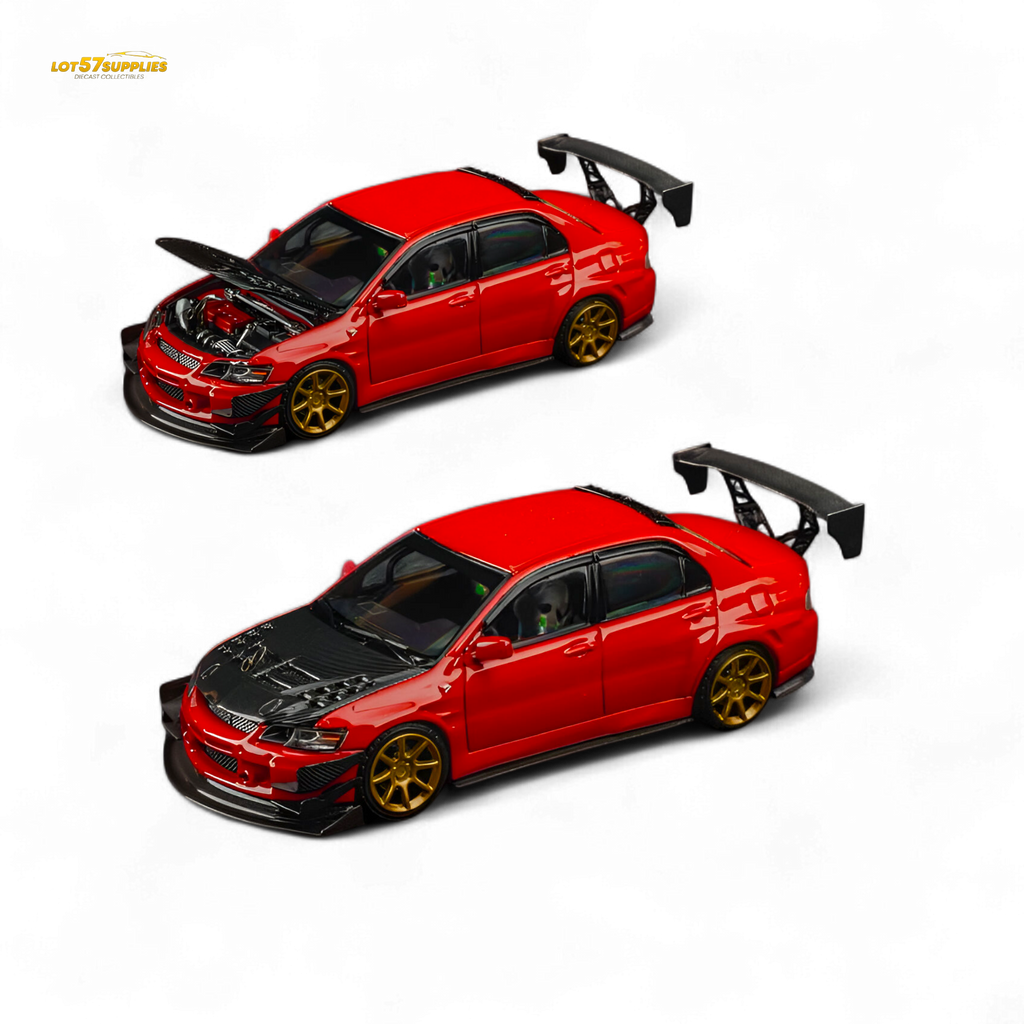 FindClassically Mitsubishi Lancer 9th Gen Red Carbon Hood 1:64