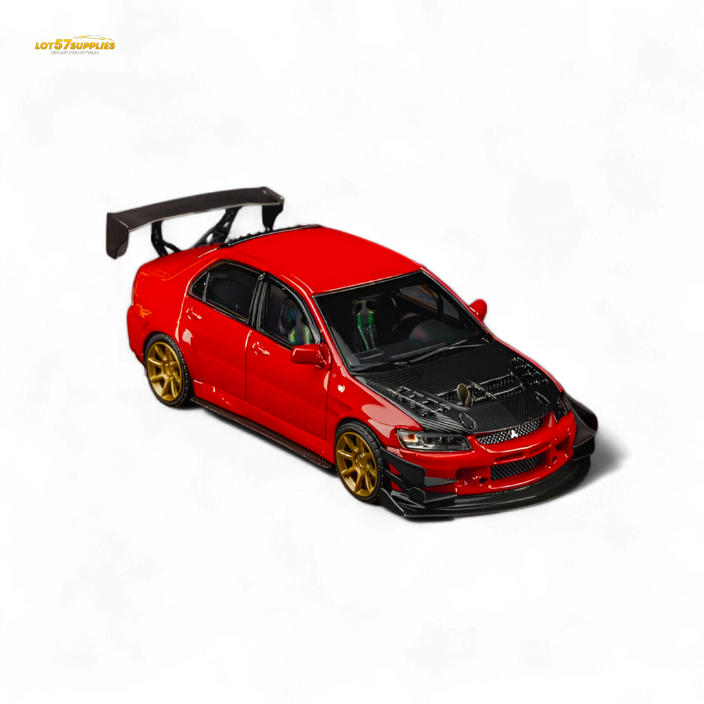 FindClassically Mitsubishi Lancer 9th Gen Red Carbon Hood 1:64