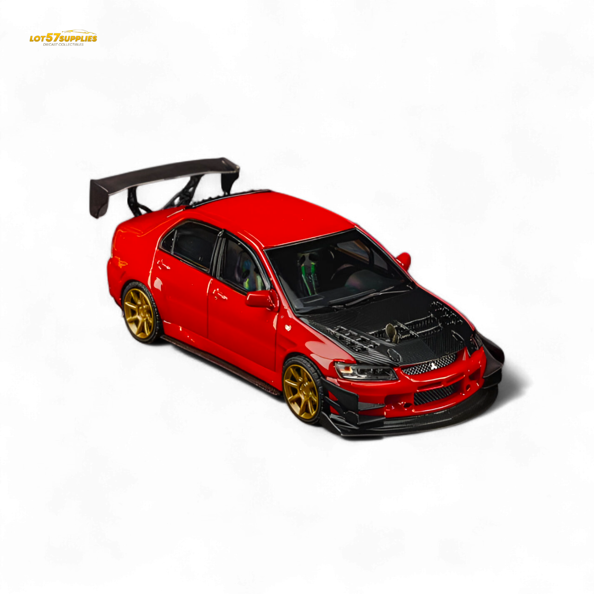 FindClassically Mitsubishi Lancer 9th Gen Red Carbon Hood 1:64