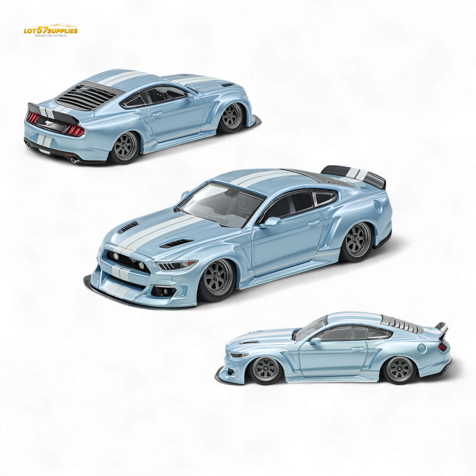 Liberty64 Mustang Widebody Kit Ice Blue 1:64