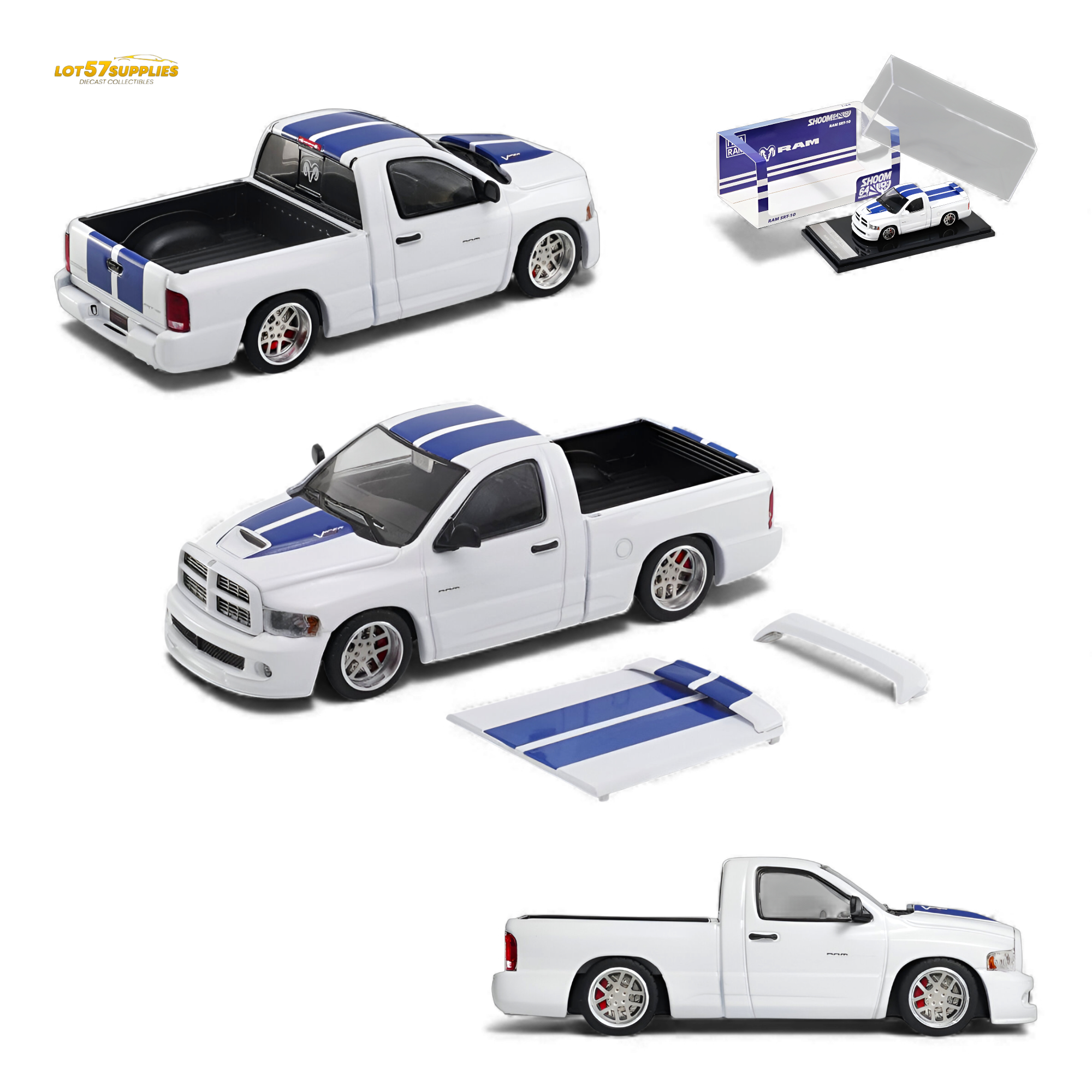 GCD Dodge RAM SRT-10 White Blue Stripe 1:64