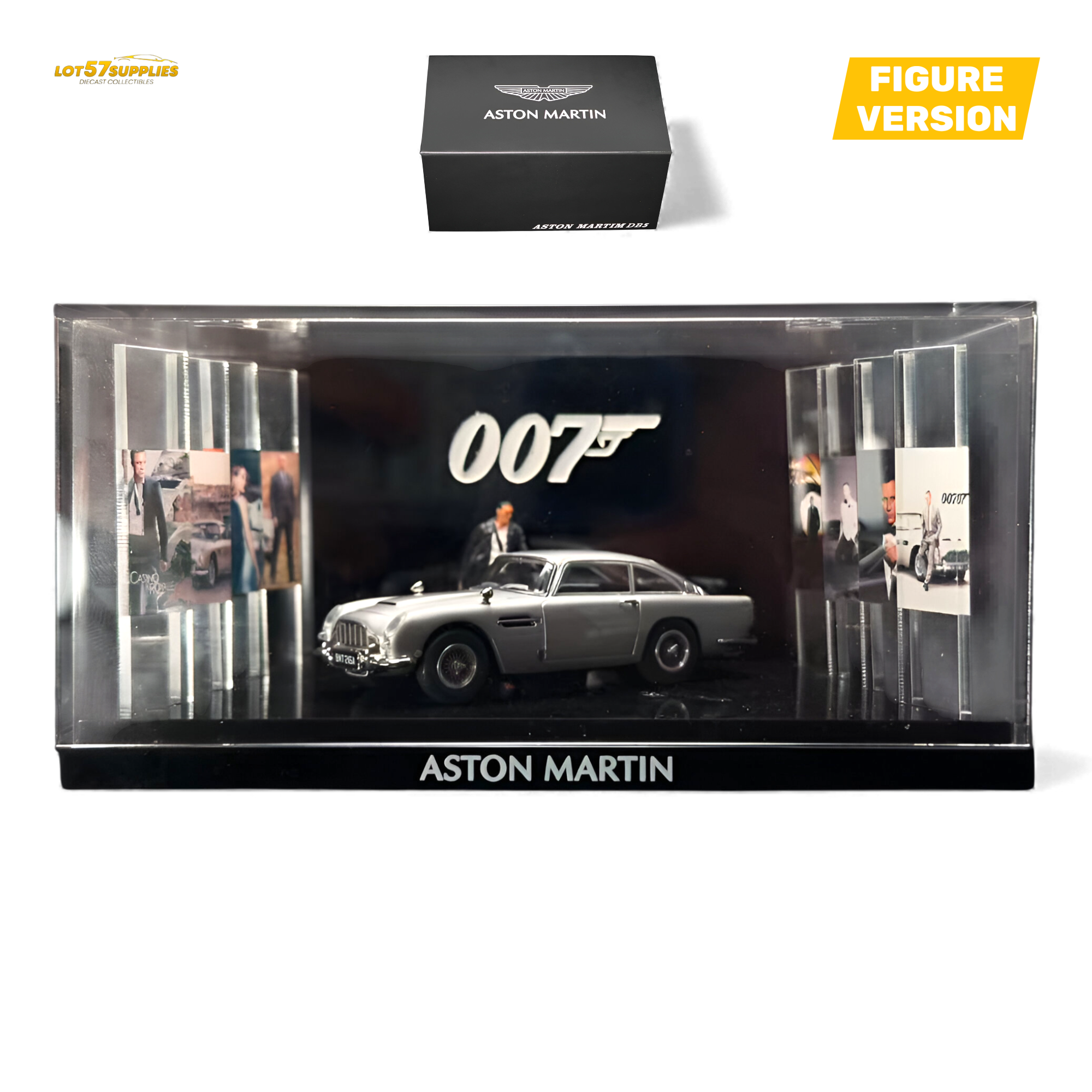 (Pre-Order) Aston Martin DB5 High Gloss Silver Figurine Ver 1:64