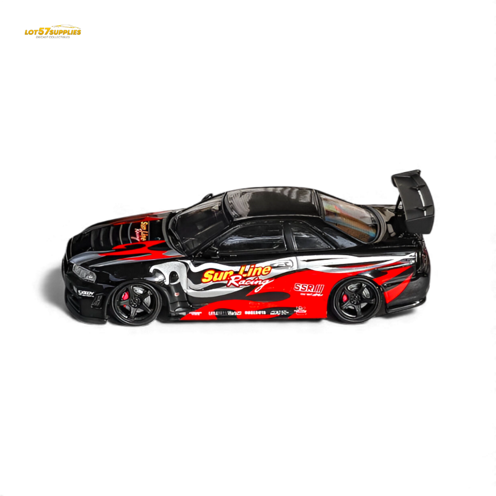 Fuji Skyline R34 GT-R Nismo Z-Tune Black Red Flame 1:64