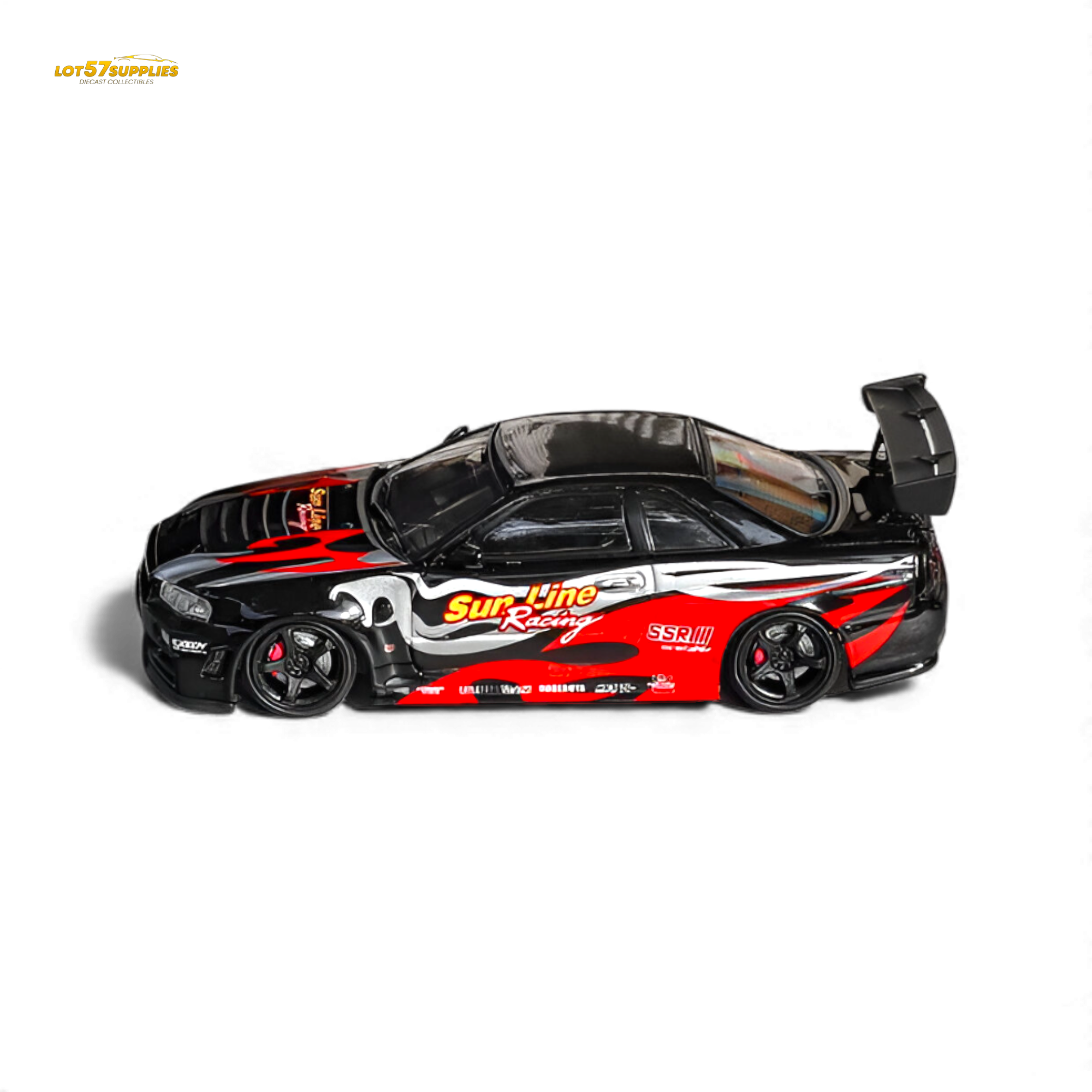 Fuji Skyline R34 GT-R Nismo Z-Tune Black Red Flame 1:64