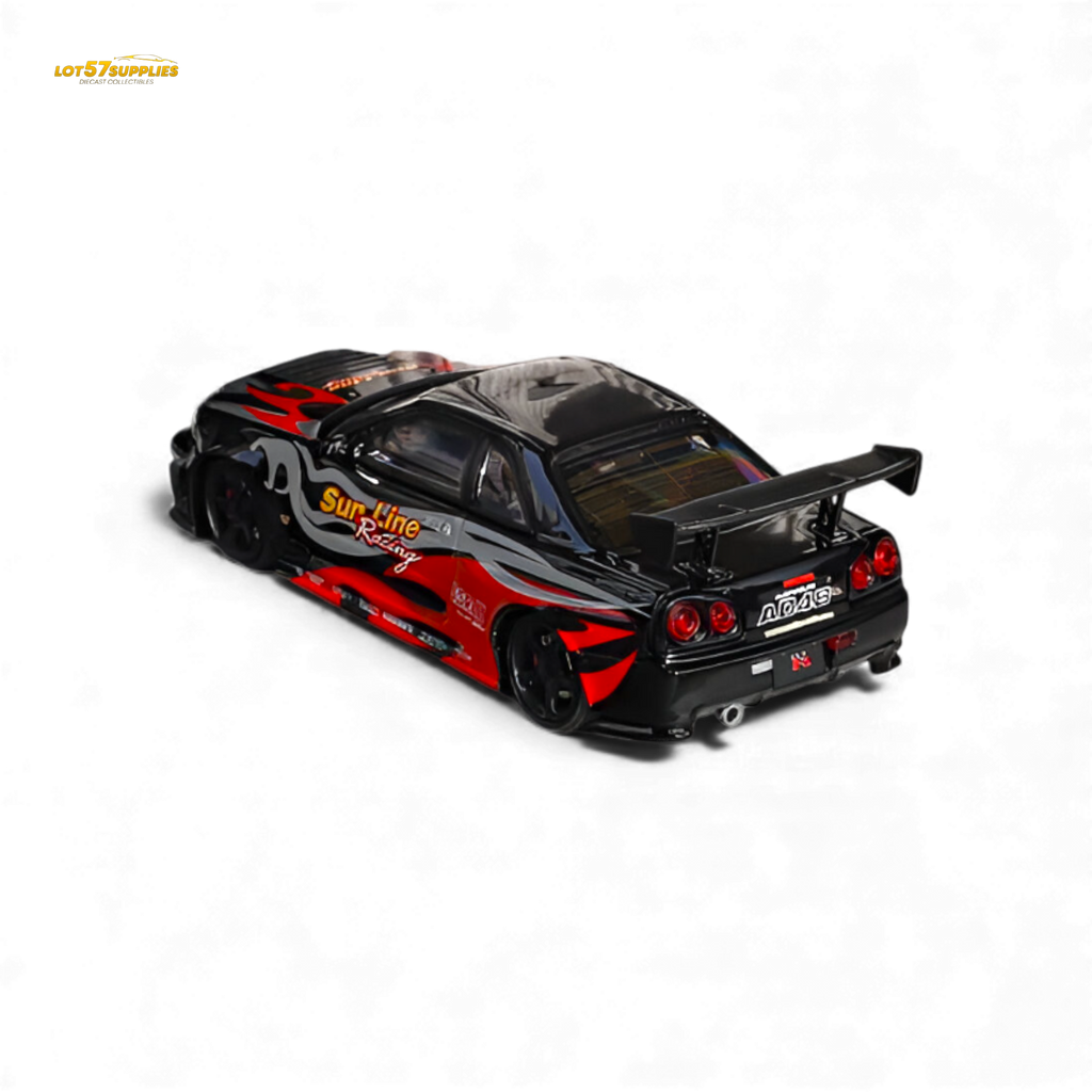 Fuji Skyline R34 GT-R Nismo Z-Tune Black Red Flame 1:64