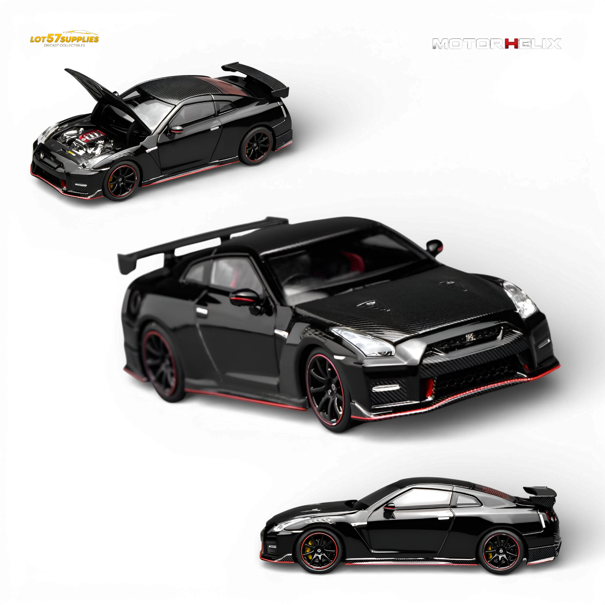 MOTORHELIX Nissan GT-R NISMO R35 2022 - Meteor Black 1:64