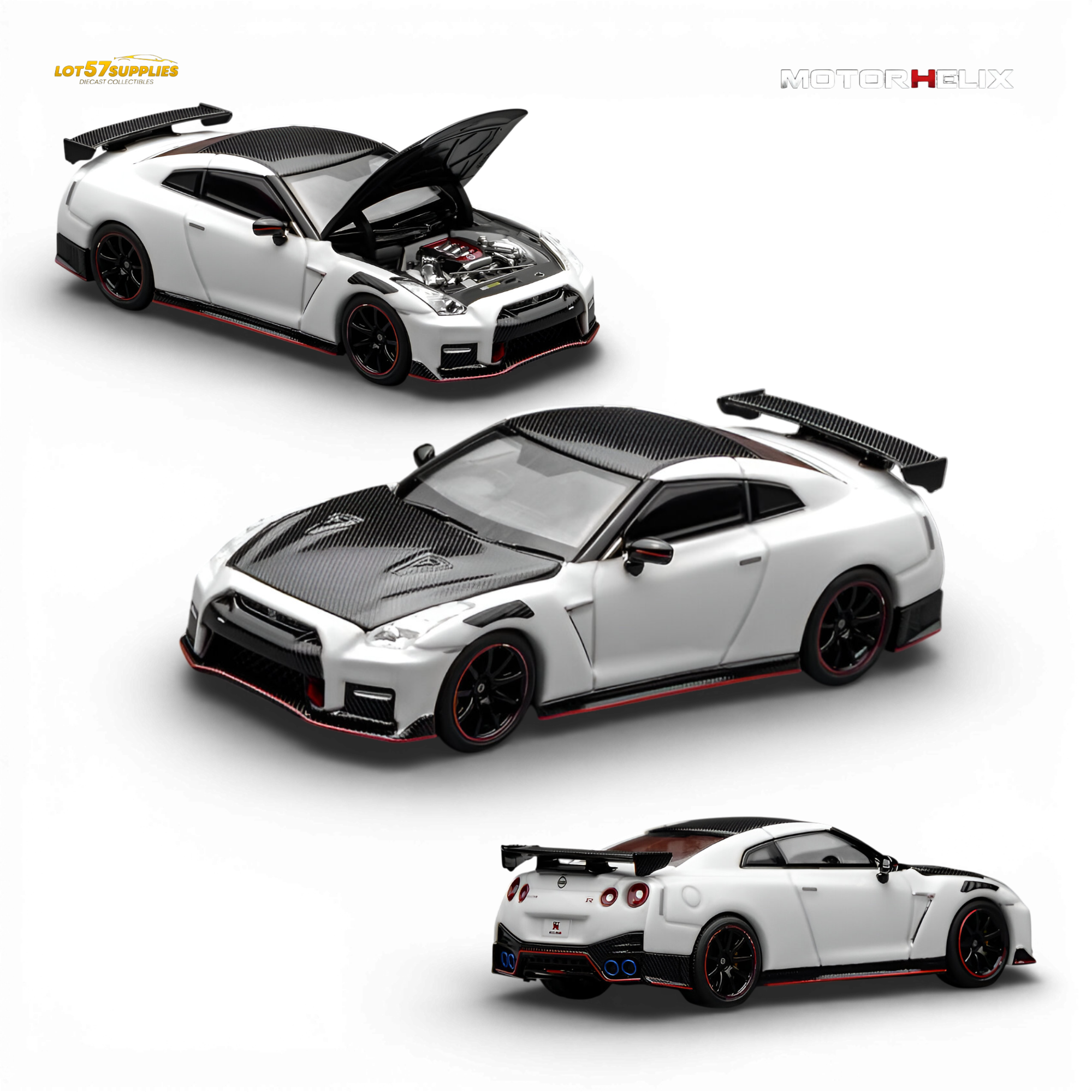 Motorhelix Nissan GT-R NISMO (R35) Special Edition 2022 - Brilliant White Pearl 1:64