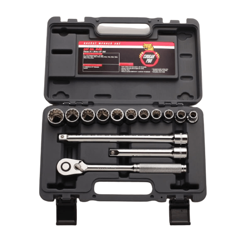 Cougar Pro Socket Wrench Box Set 14 Pieces 1/2" Drive Metric A46