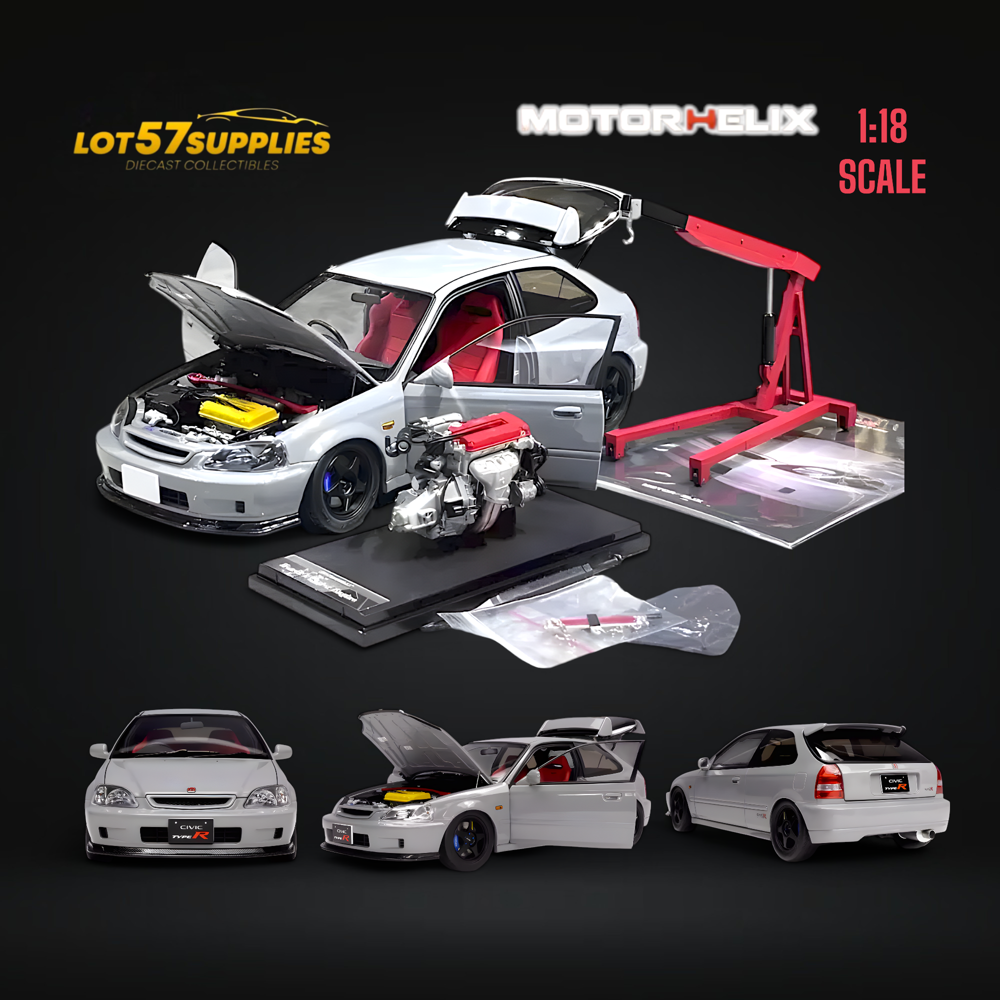 MOTORHELIX Honda Civic Type-R EK9 Nardo Grey 1:18