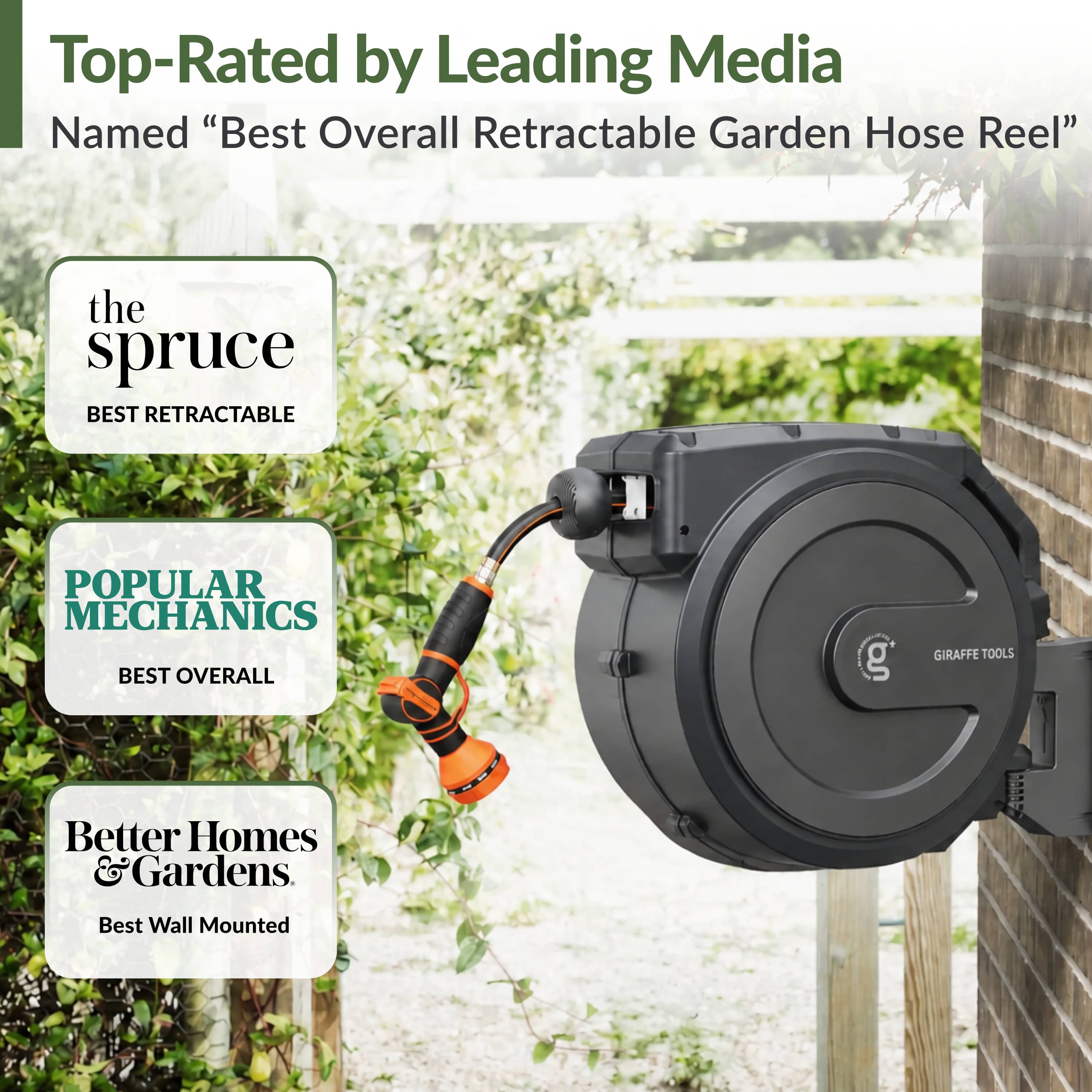 Retractable Garden Hose Reel-1/2in-130ft