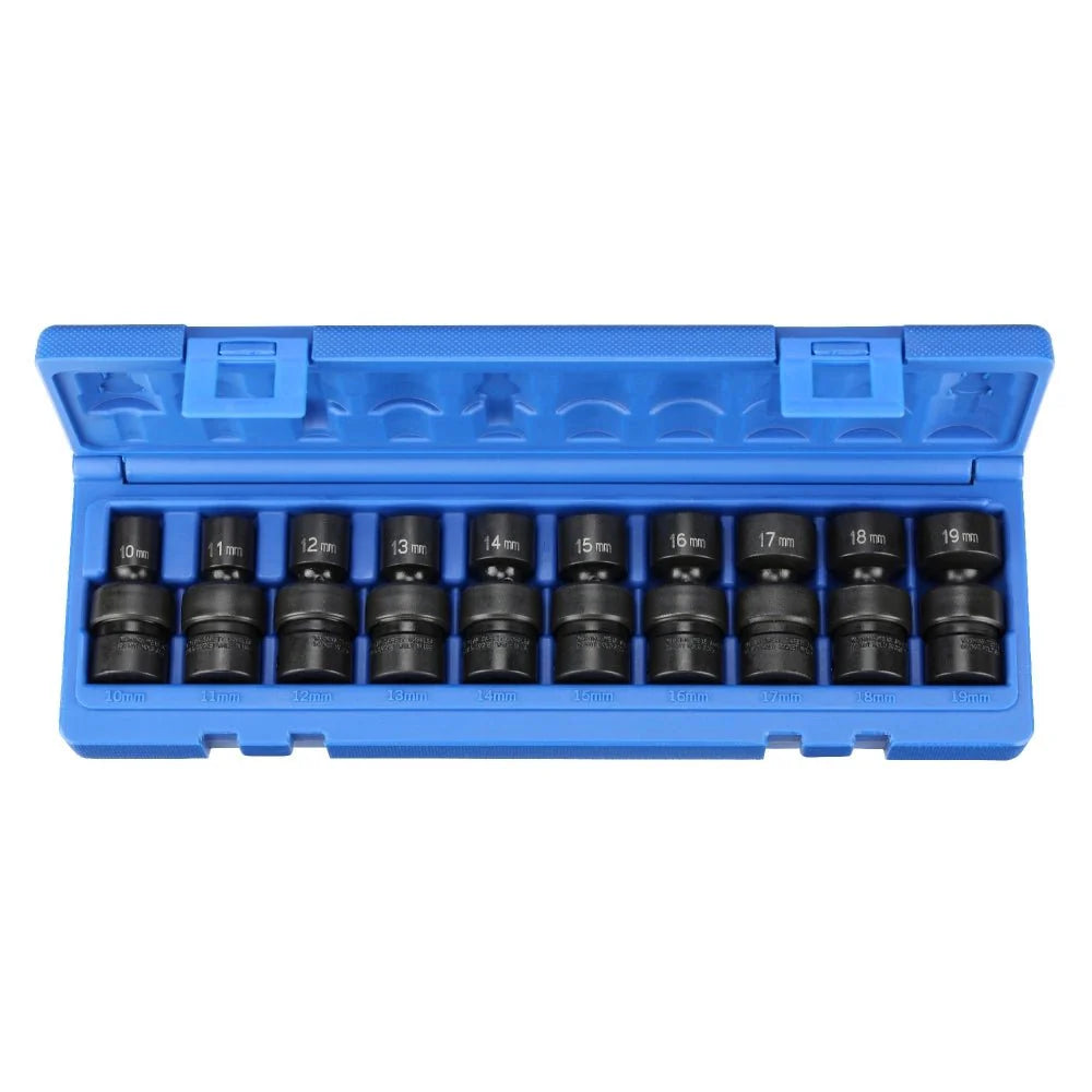 Grey Pneumatic 1210UM 3/8" Drive 10-Piece Universal Metric Impact Socket Set (10mm - 19mm)
