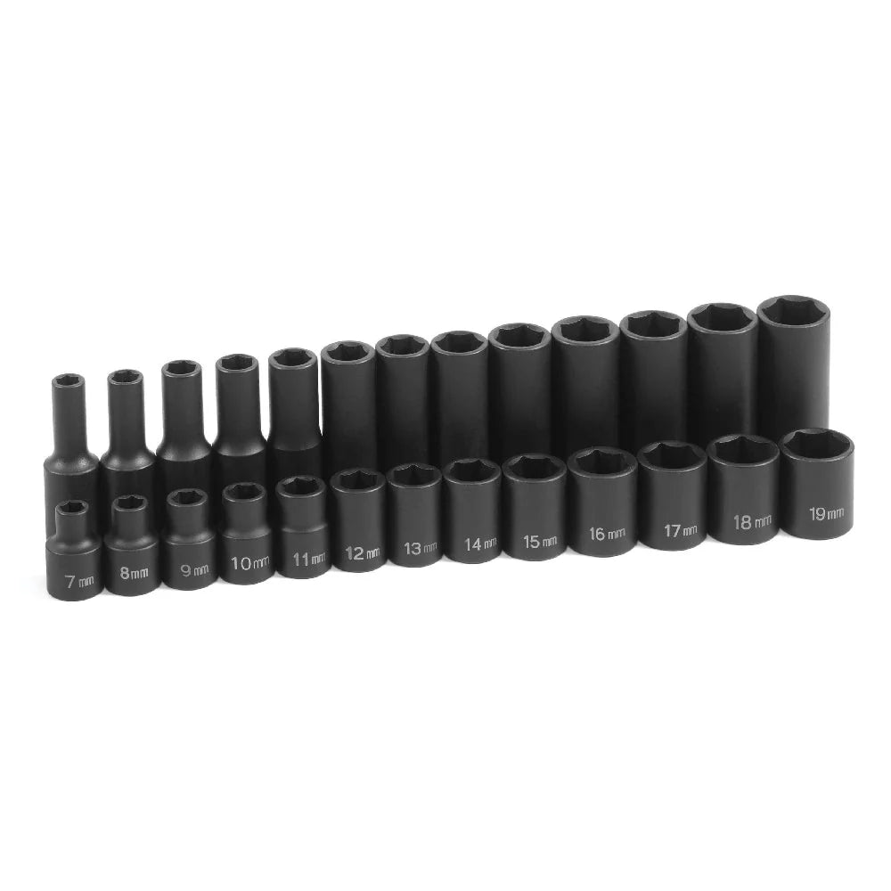 Grey Pneumatic 1226M 3/8" Drive 26-Piece Metric Standard & Deep Master Impact Socket Set (7mm - 19mm)