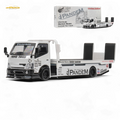 MicroTurbo Hino 300 Flat Bed Truck Pandem Rocket Bunny White 1:64