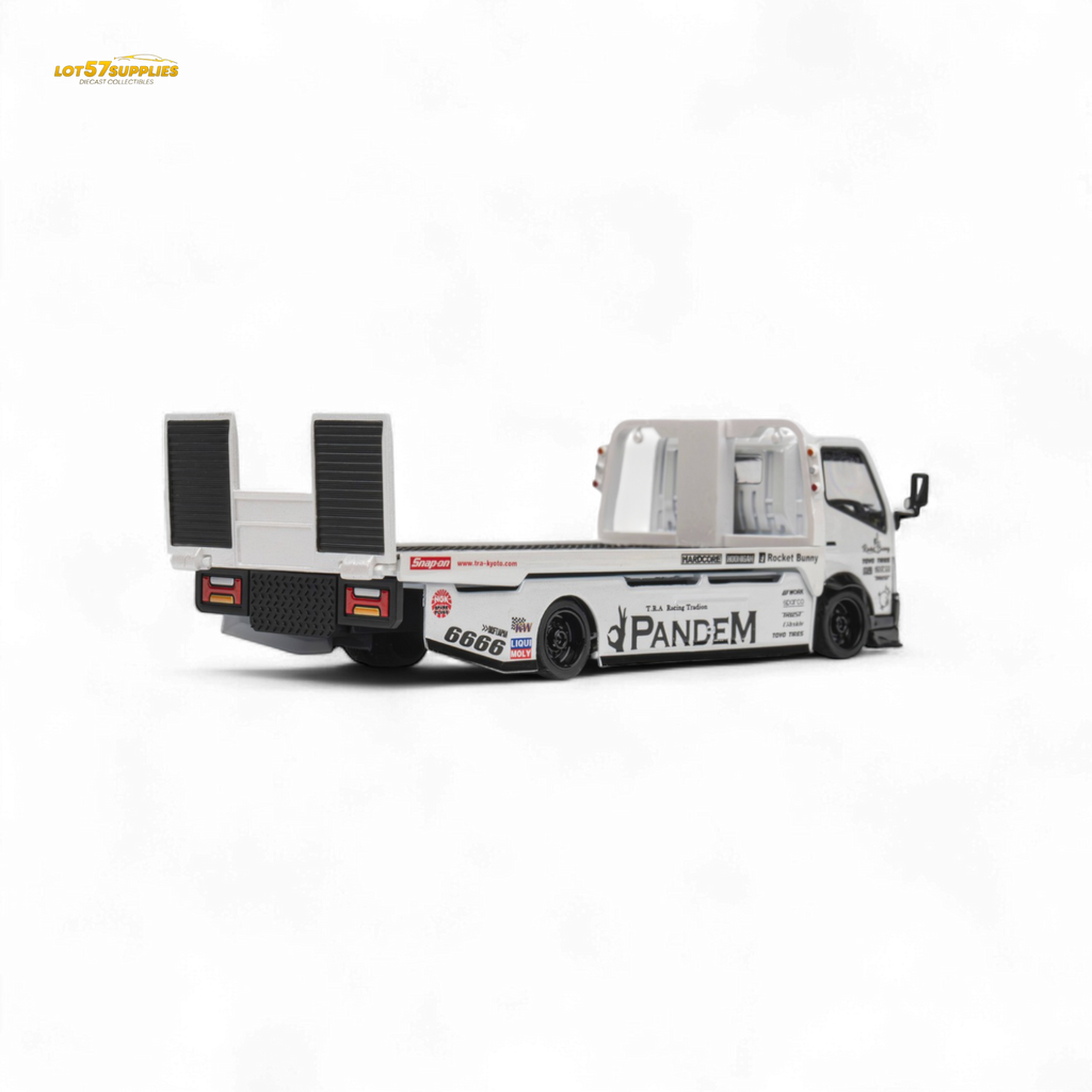 MicroTurbo Hino 300 Flat Bed Truck Pandem Rocket Bunny White 1:64