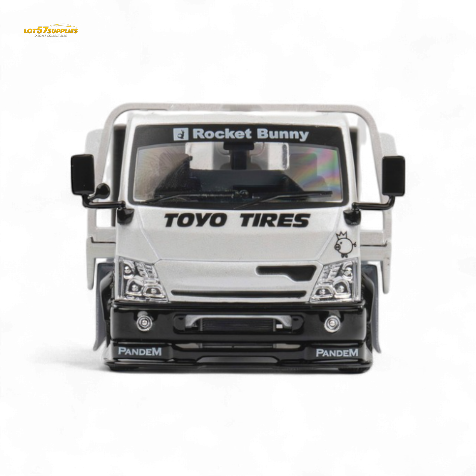 MicroTurbo Hino 300 Flat Bed Truck Pandem Rocket Bunny White 1:64