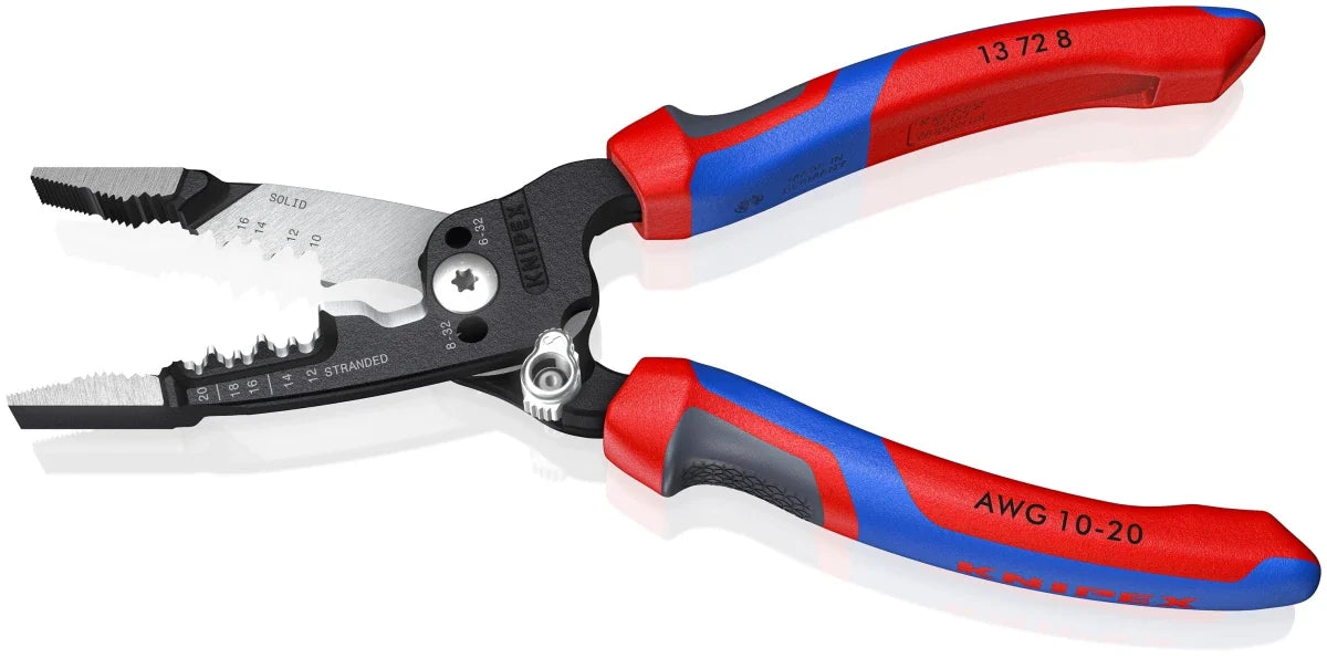 KNIPEX 8" Forged Wire Stripper 20-10 AWG with KNIPEXTEND Comfort Handles (13 72 8)