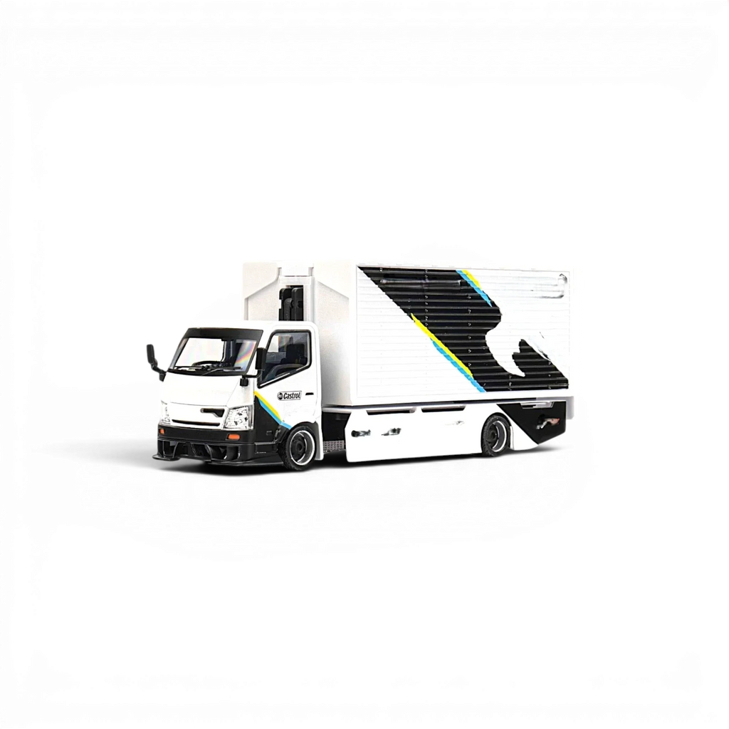 MicroTurbo HINO 300 Custom Box Truck White - Black Livery 1:64