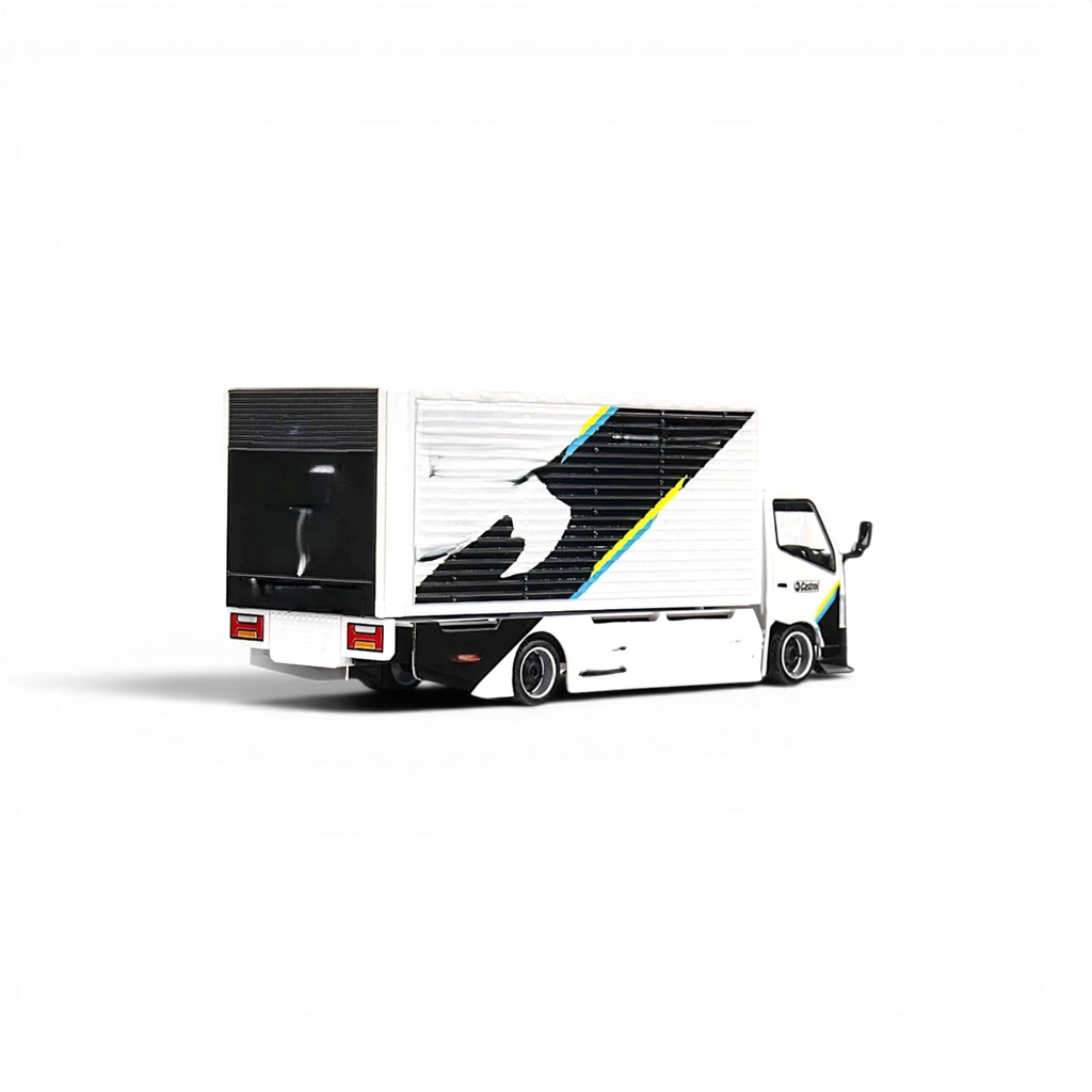 MicroTurbo HINO 300 Custom Box Truck White - Black Livery 1:64